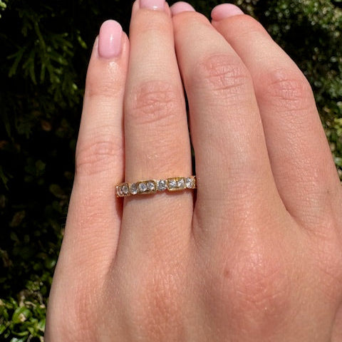 Vintage Inspired Yellow Gold Diamond Band
