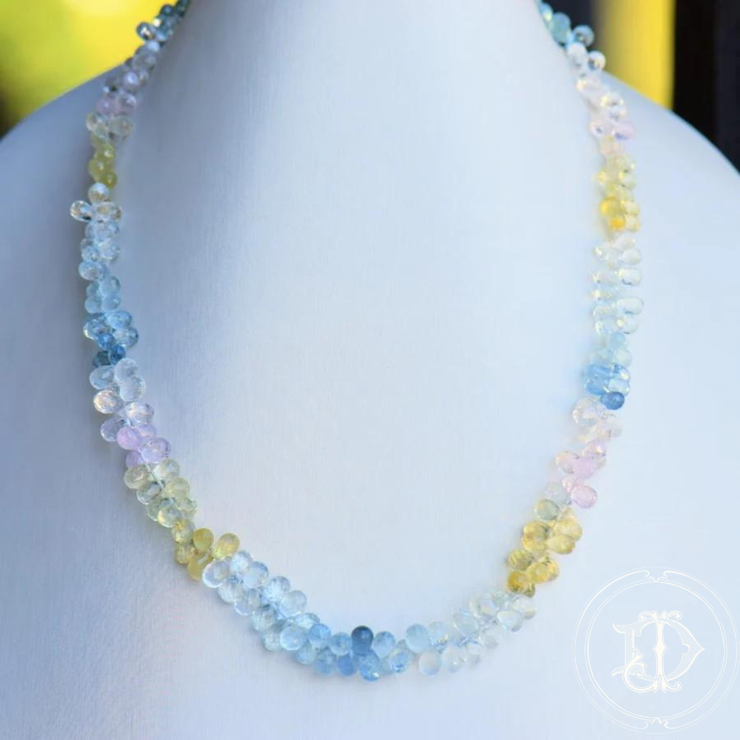 Pastel Tourmaline Briolette Cut Necklace