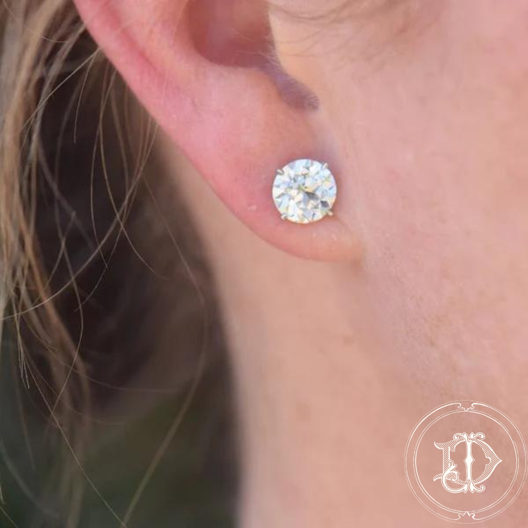 Lab grown old european cut diamond studs