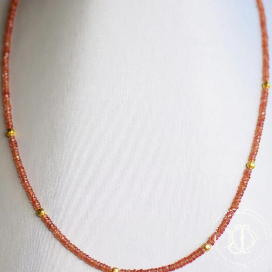 Orange Sapphire Beaded Necklace