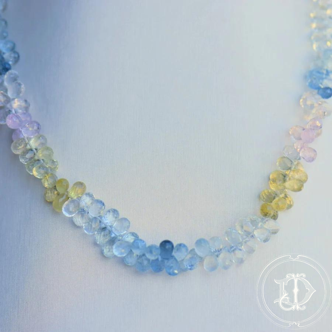 Pastel Tourmaline Briolette Cut Necklace