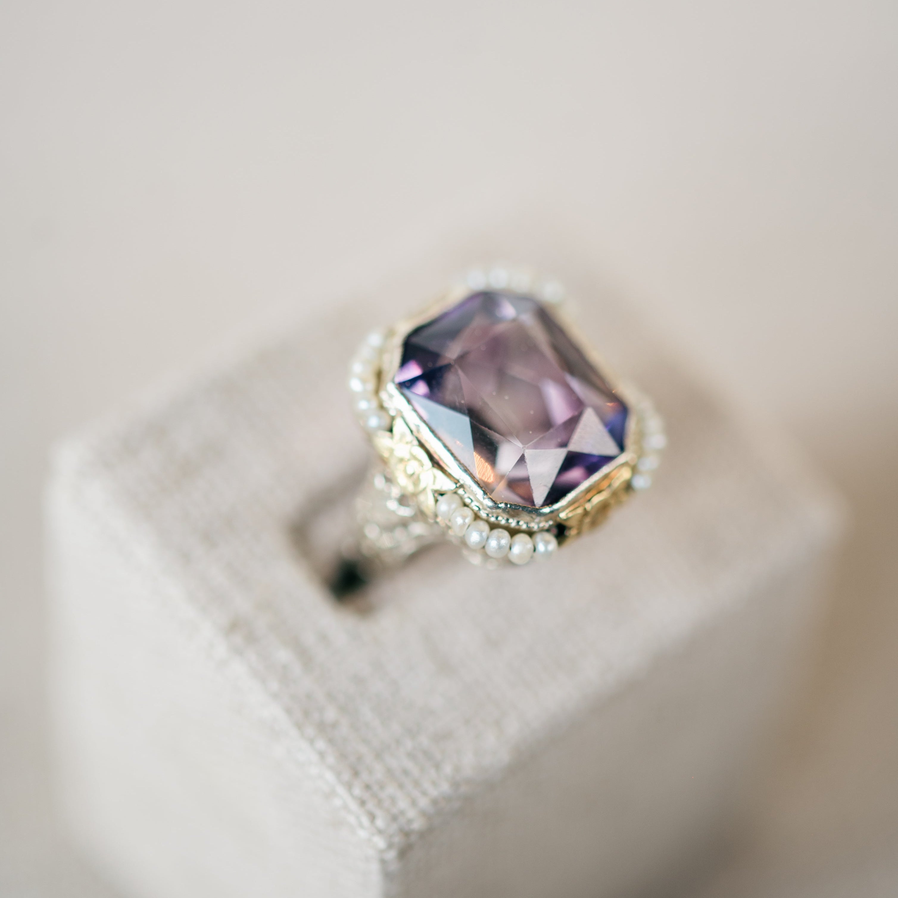 Amethyst and Pearl Ring
