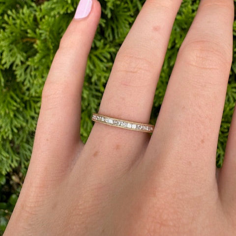 Princess Cut Half Eternity Band, yellow gold