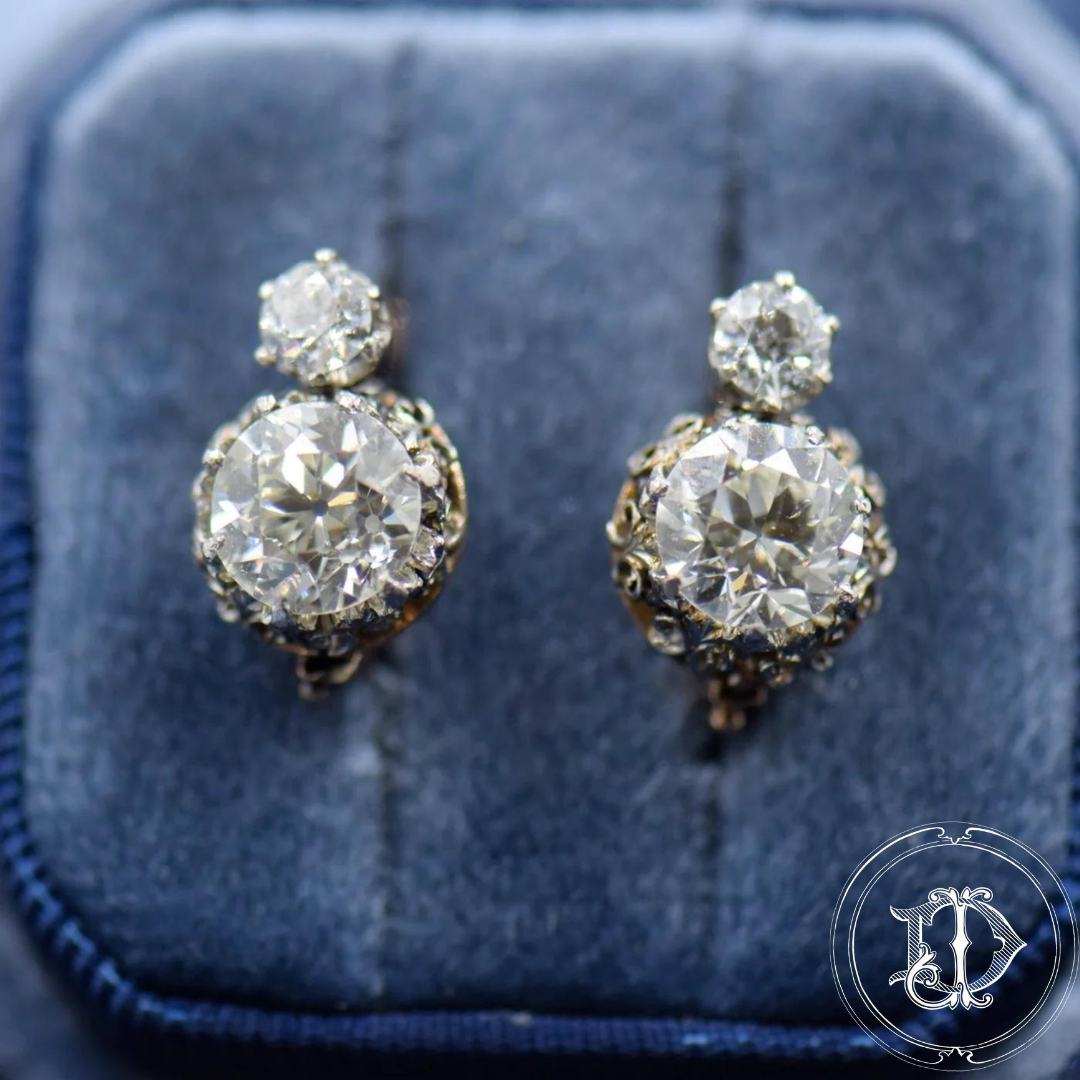 Antique diamond hot sale earrings studs