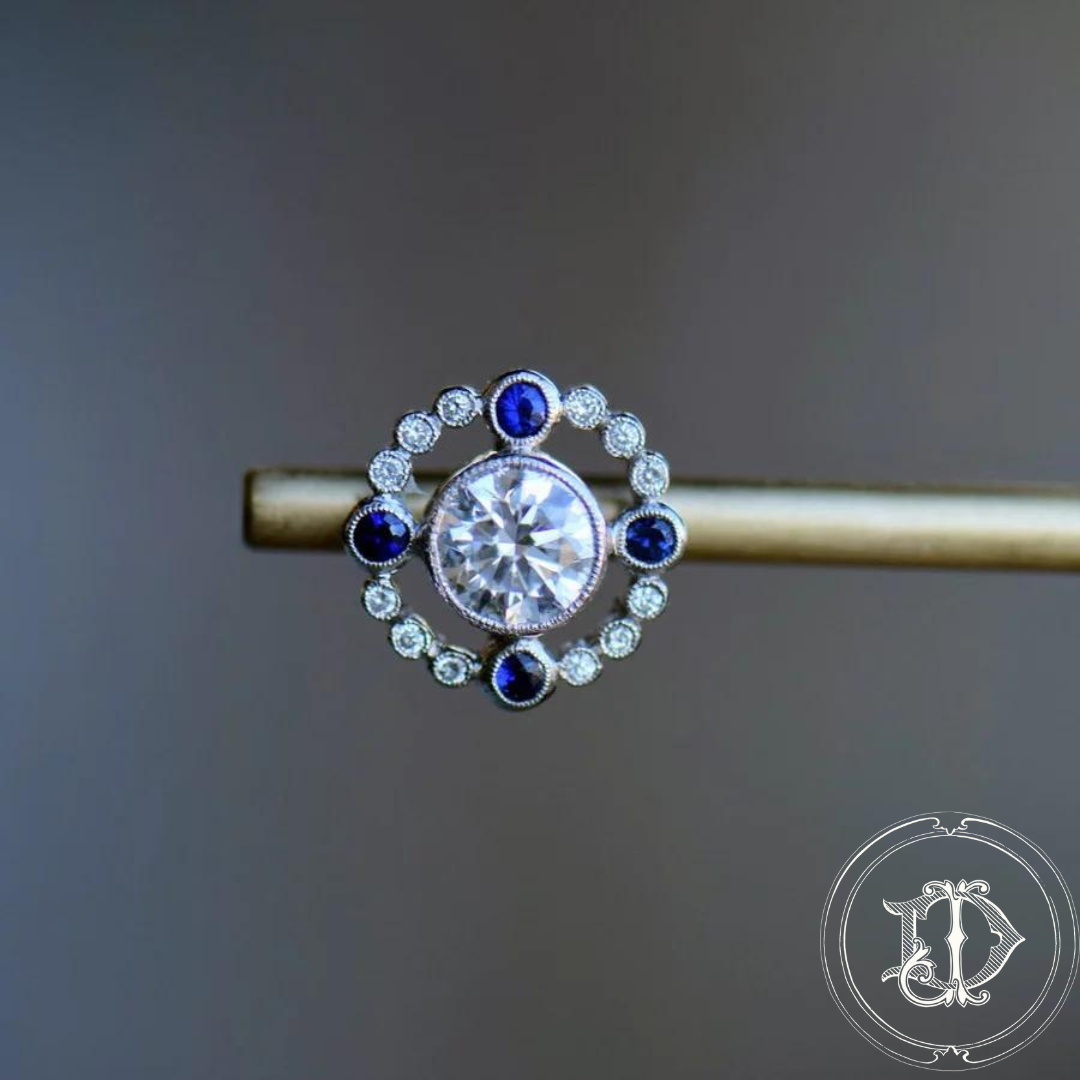 Diamond and Sapphire Halo Earrings