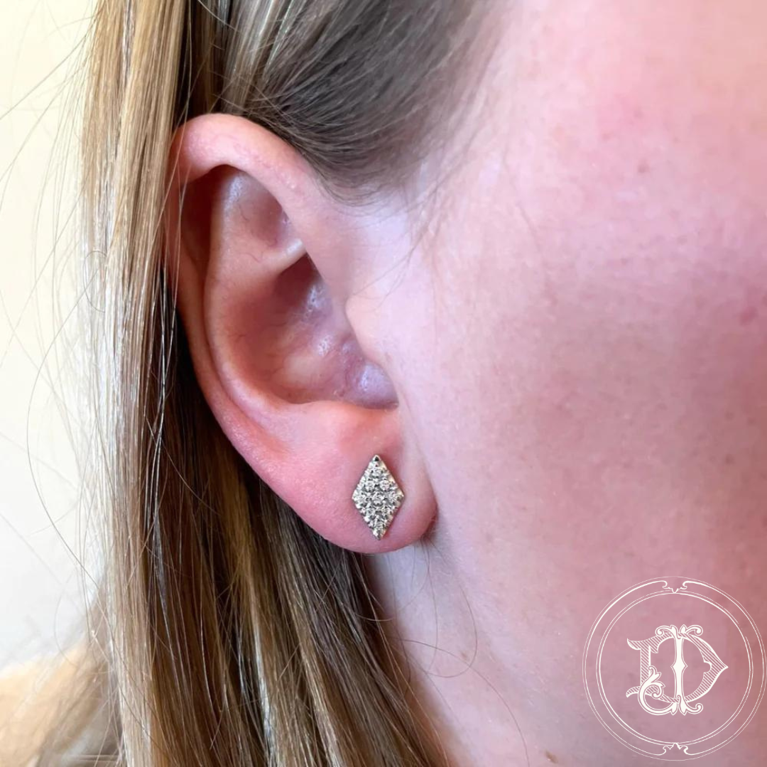 Diamond shape diamond studs