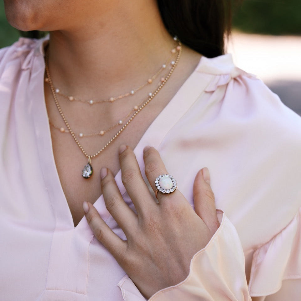 Pearl and Coral Station Necklace