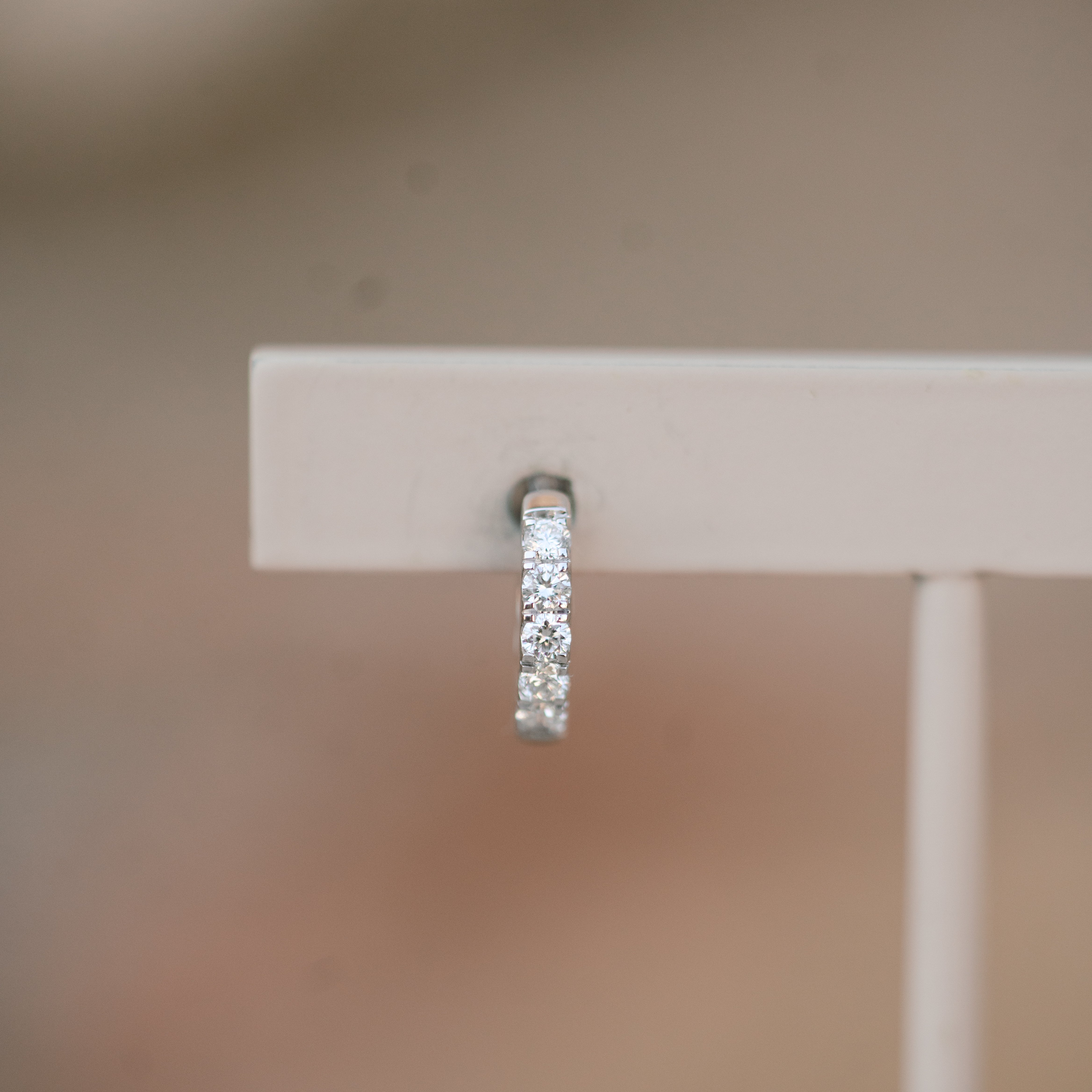 petite diamond huggies white gold