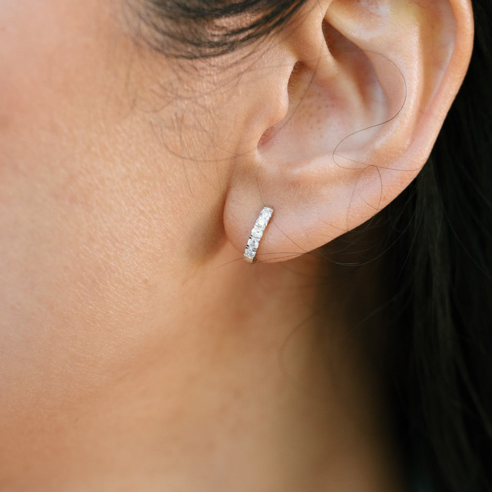 petite diamond huggies white gold