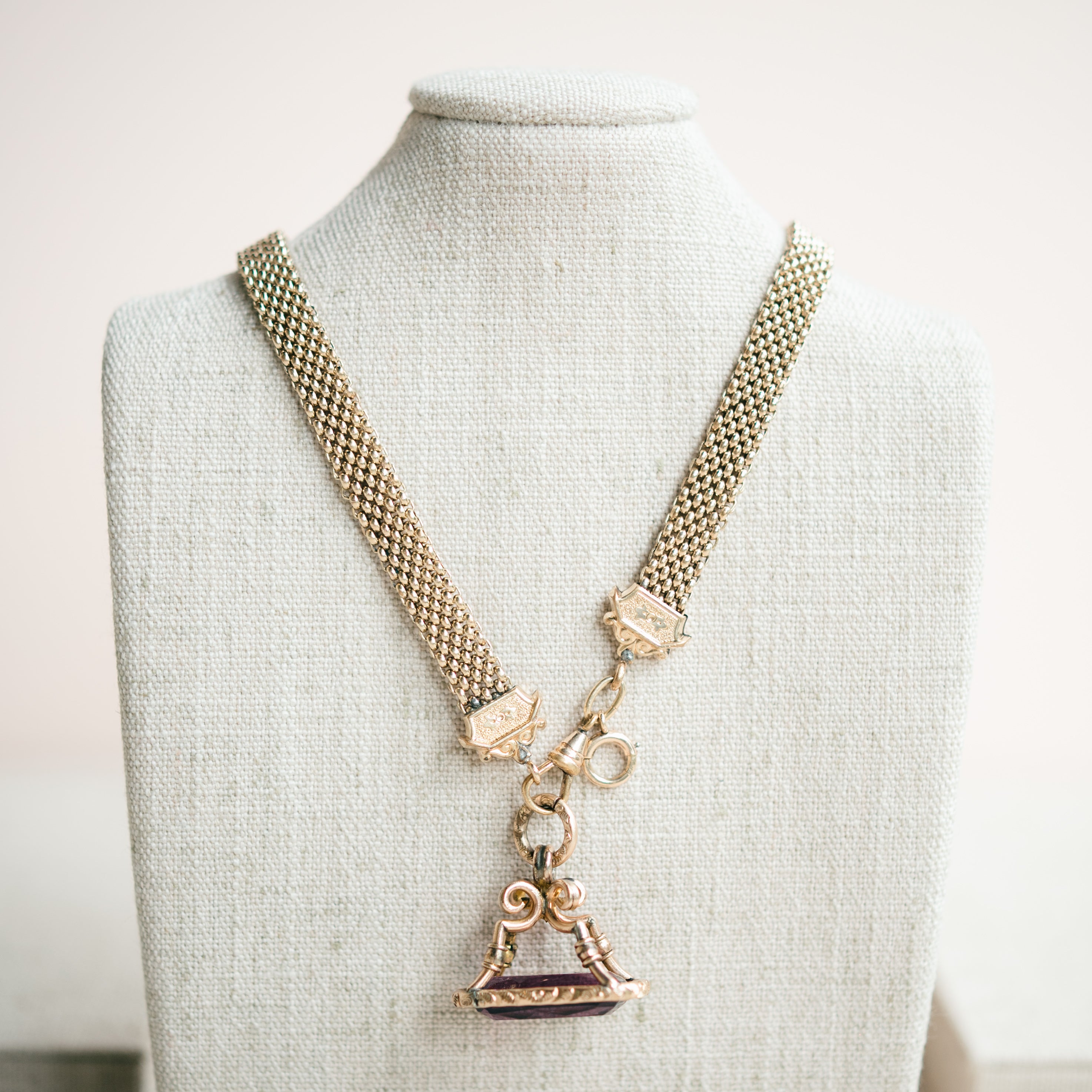 Victorian amethyst fob necklace
