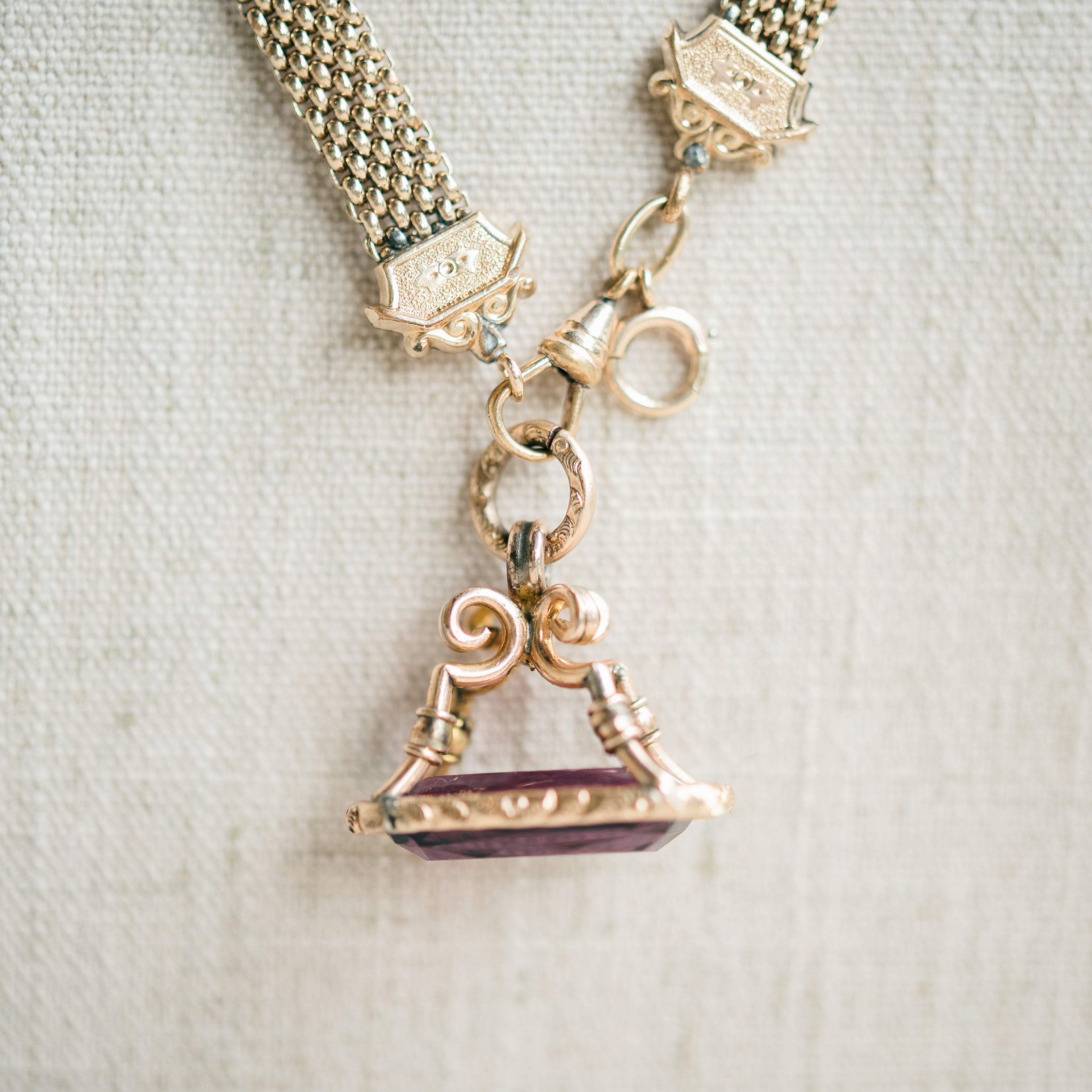 Victorian amethyst fob necklace