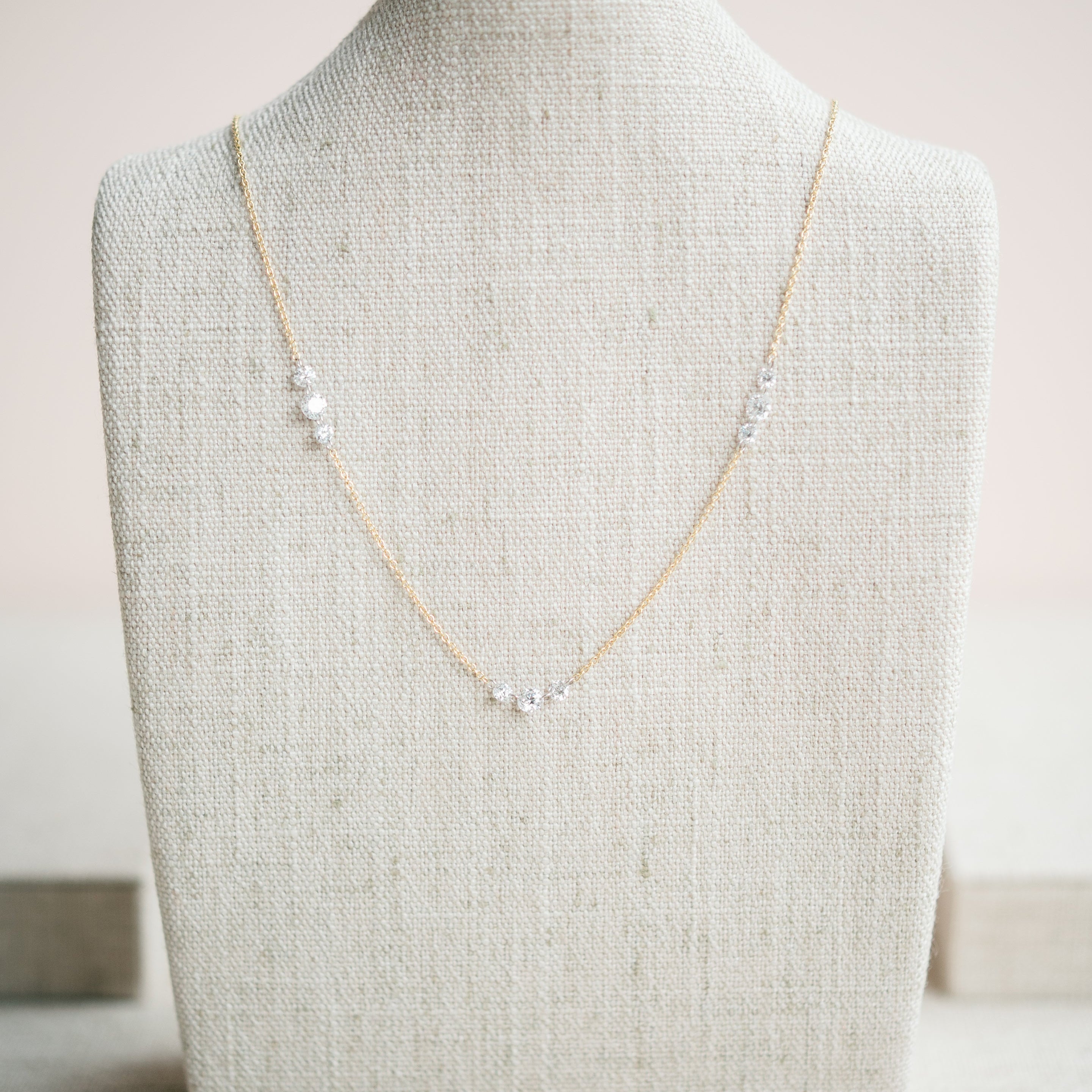 Floating Lab Grown Diamond Station Necklace