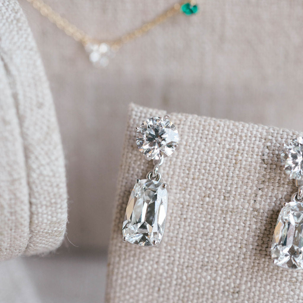 Tapered antique cushion cut earring jackets