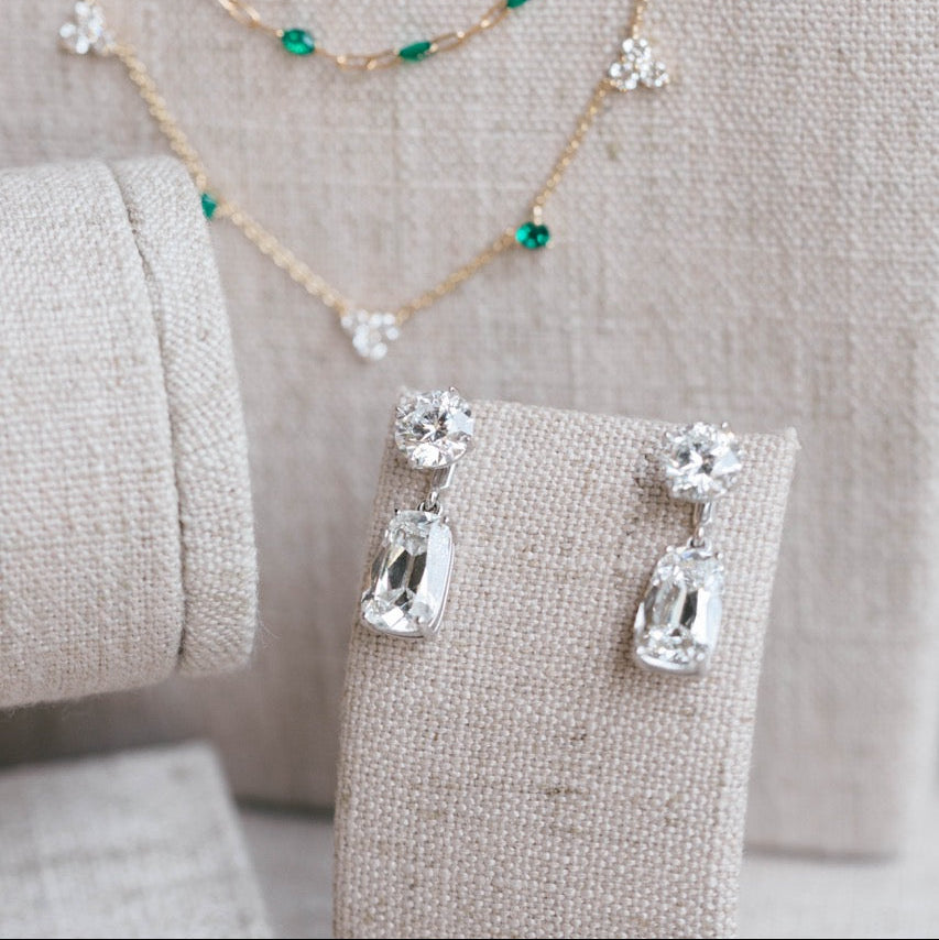 Tapered antique cushion cut earring jackets