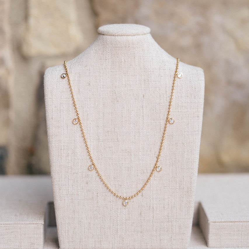 diamond dangle station necklace