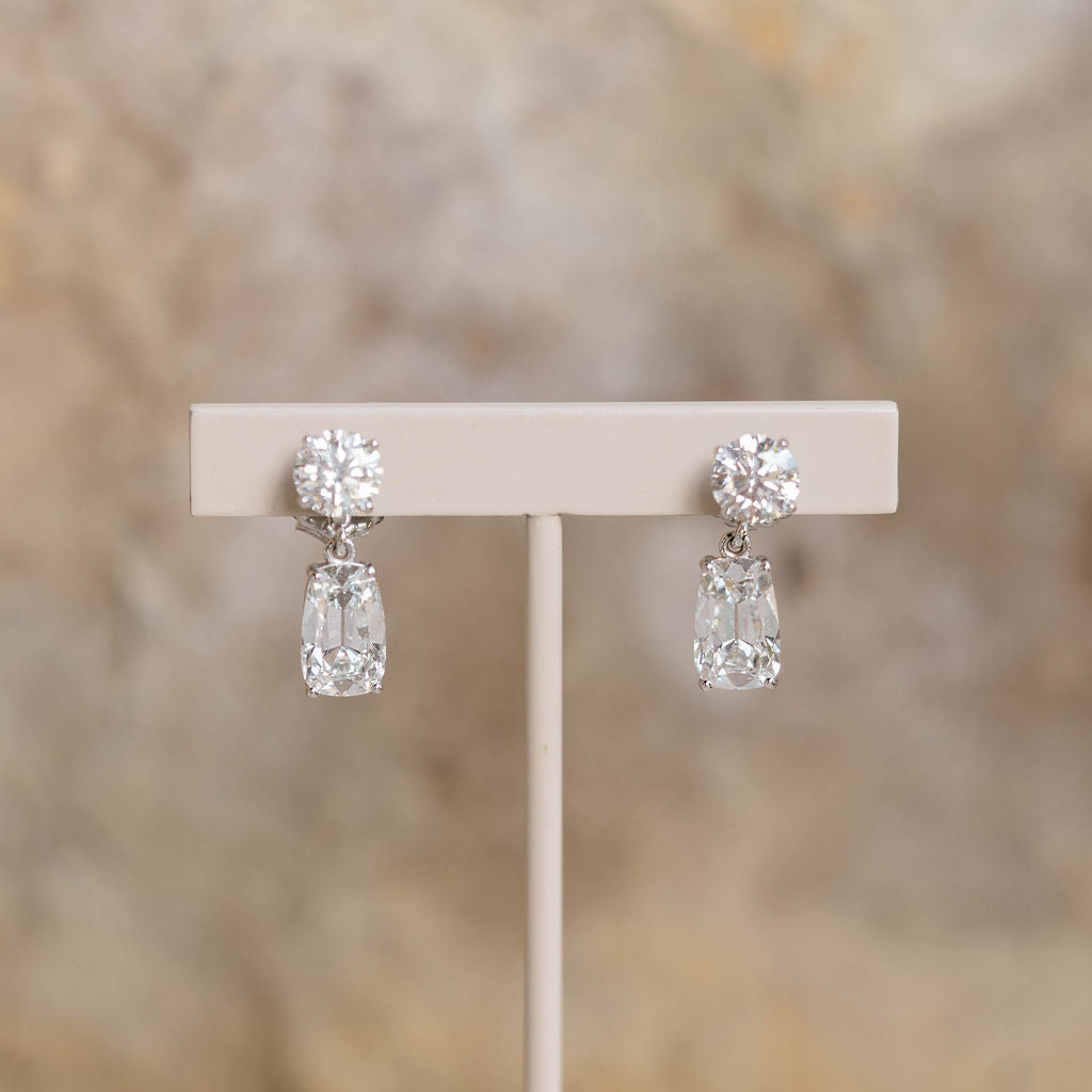 Tapered antique cushion cut earring jackets