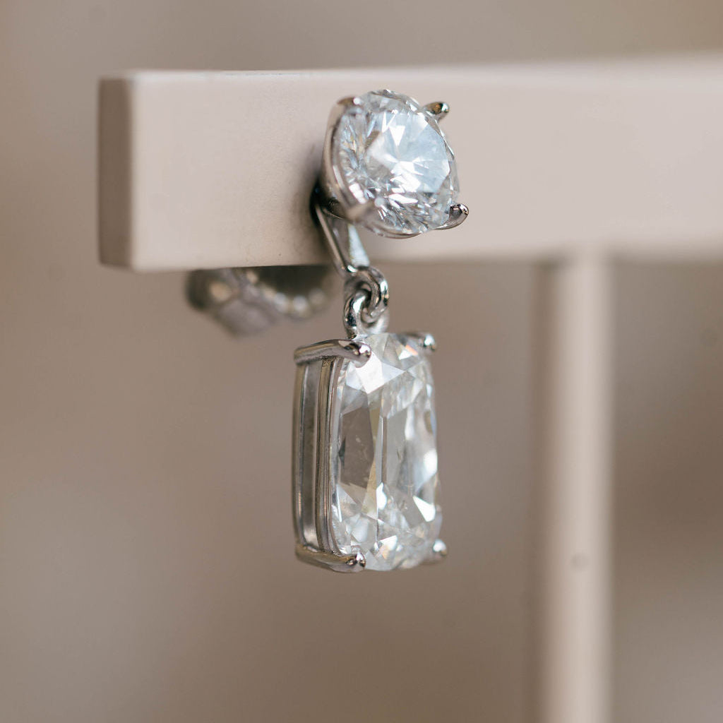 Tapered antique cushion cut earring jackets