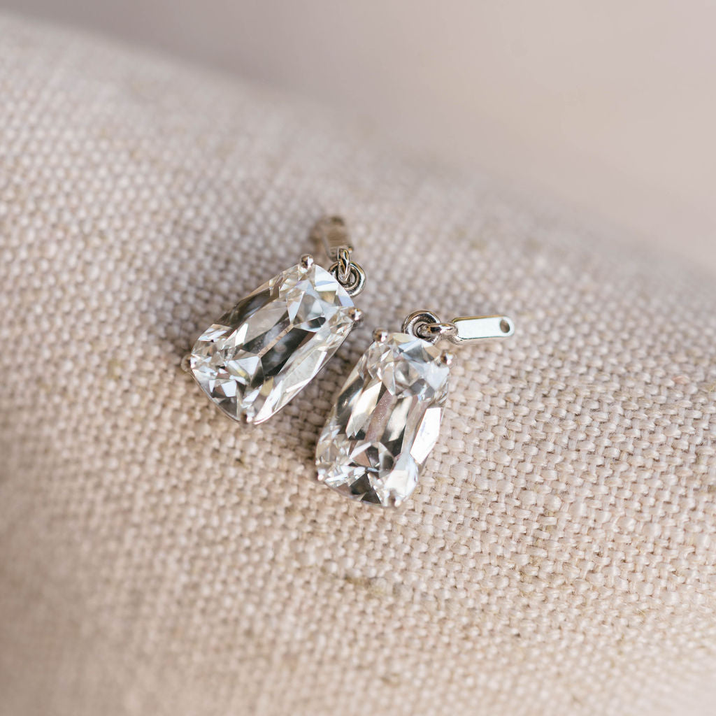 Tapered antique cushion cut earring jackets