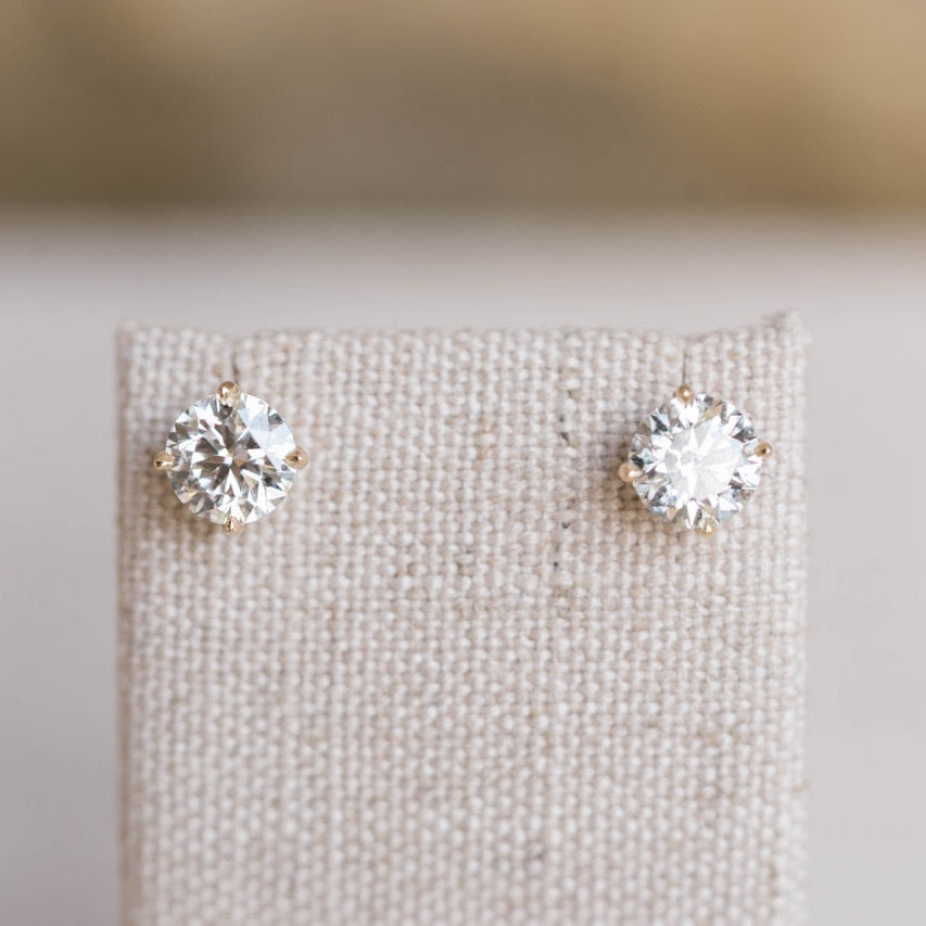 diamond studs, yellow gold