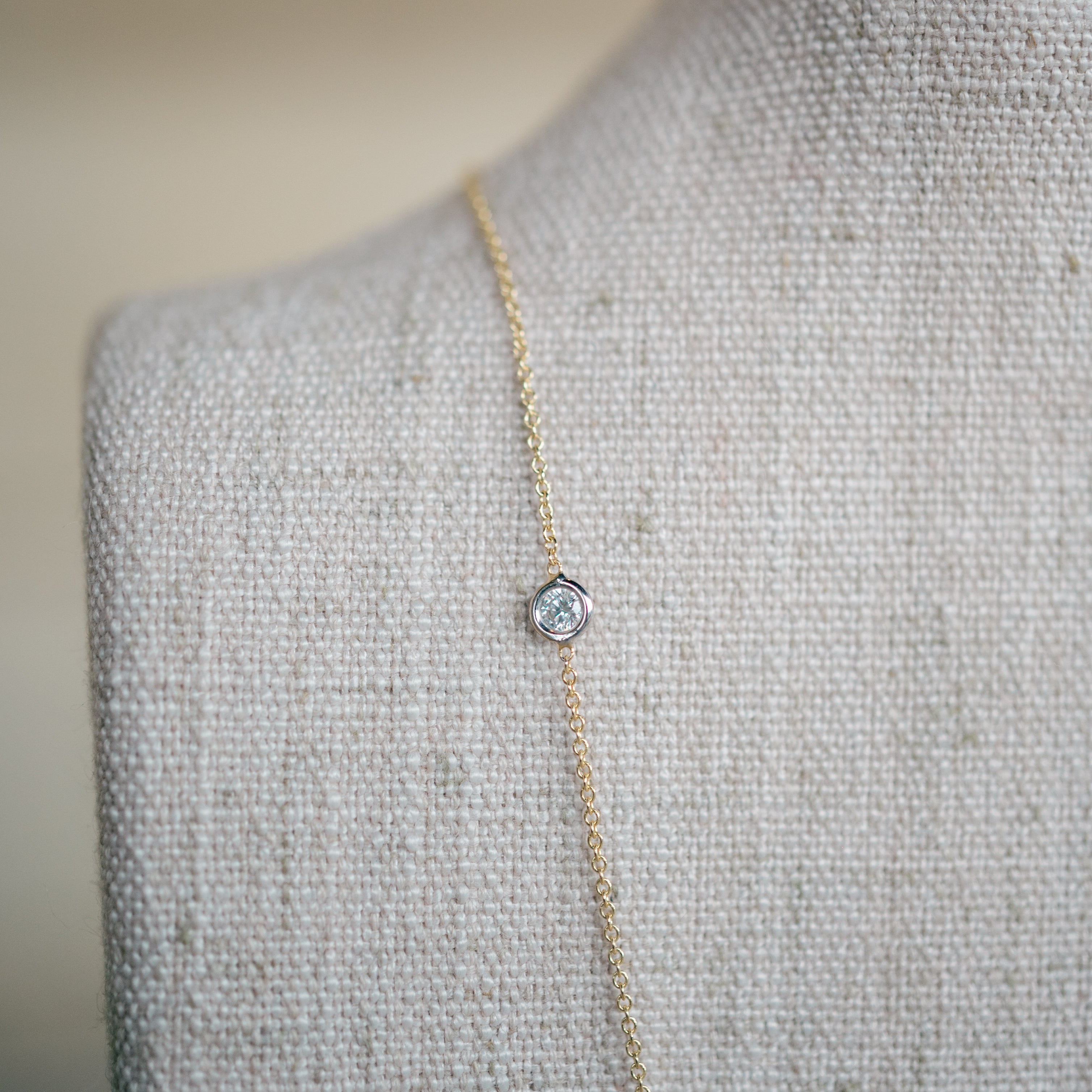 mixed metal diamond station necklace