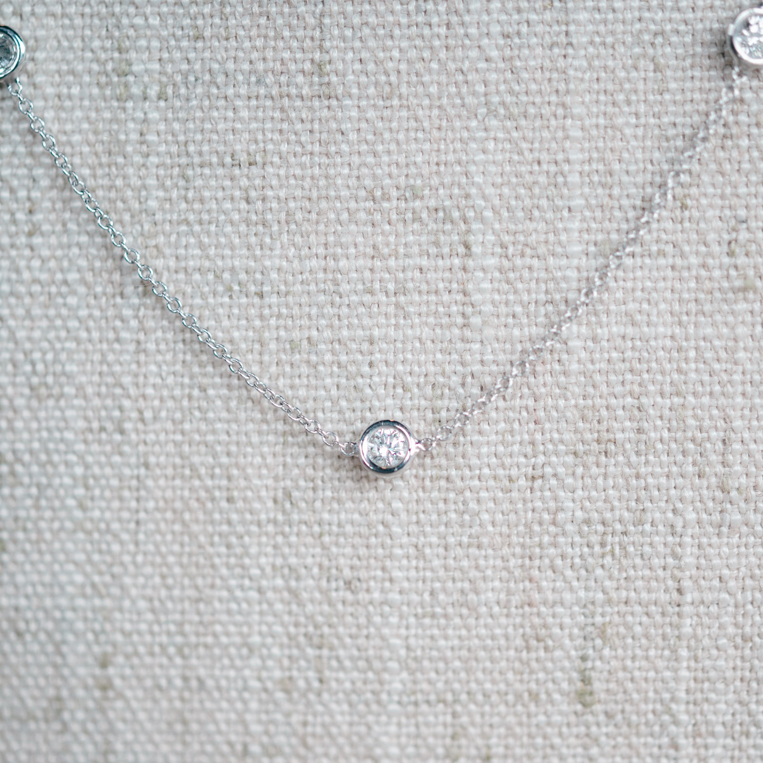 White Gold Diamond Station Necklace