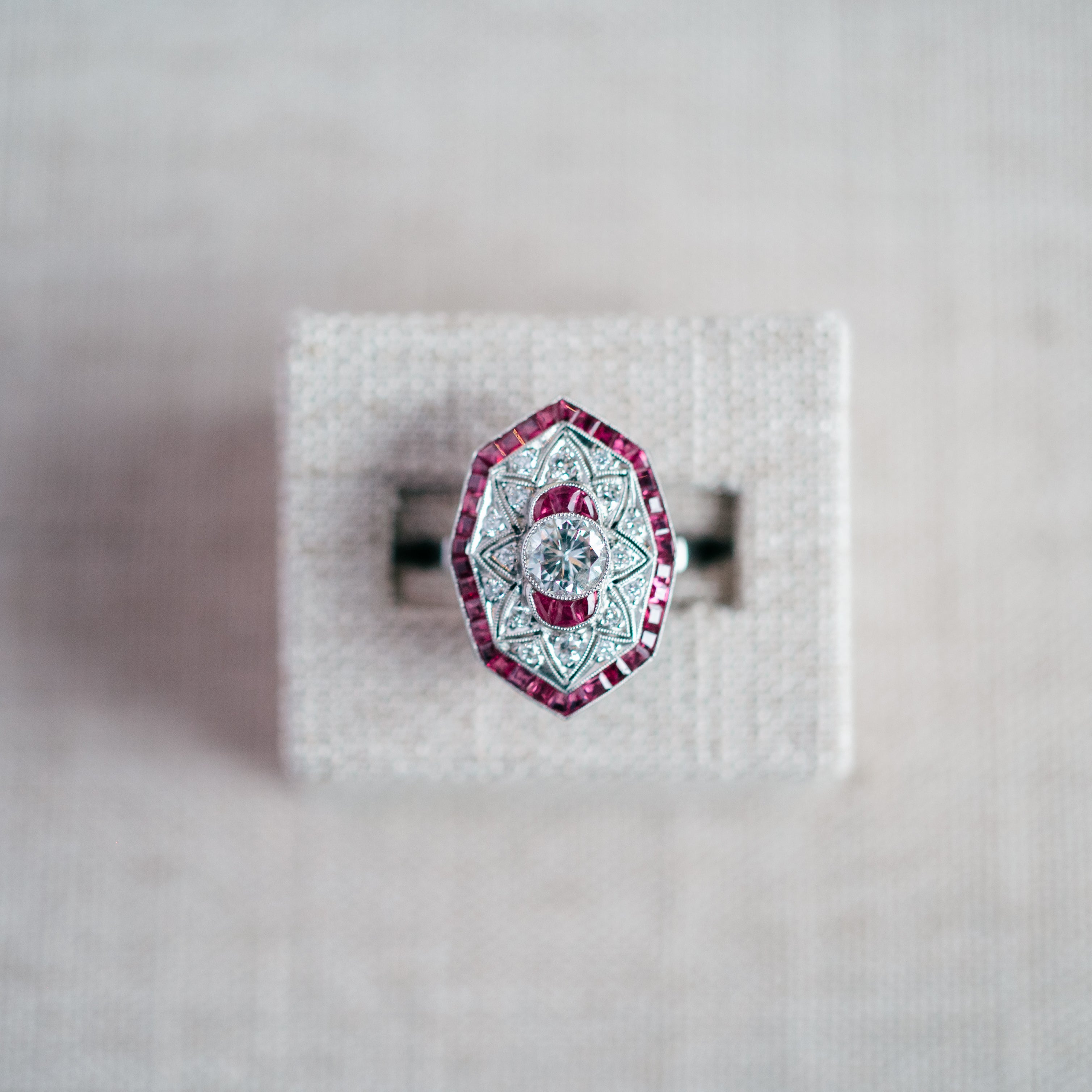 platinum diamond and ruby ring