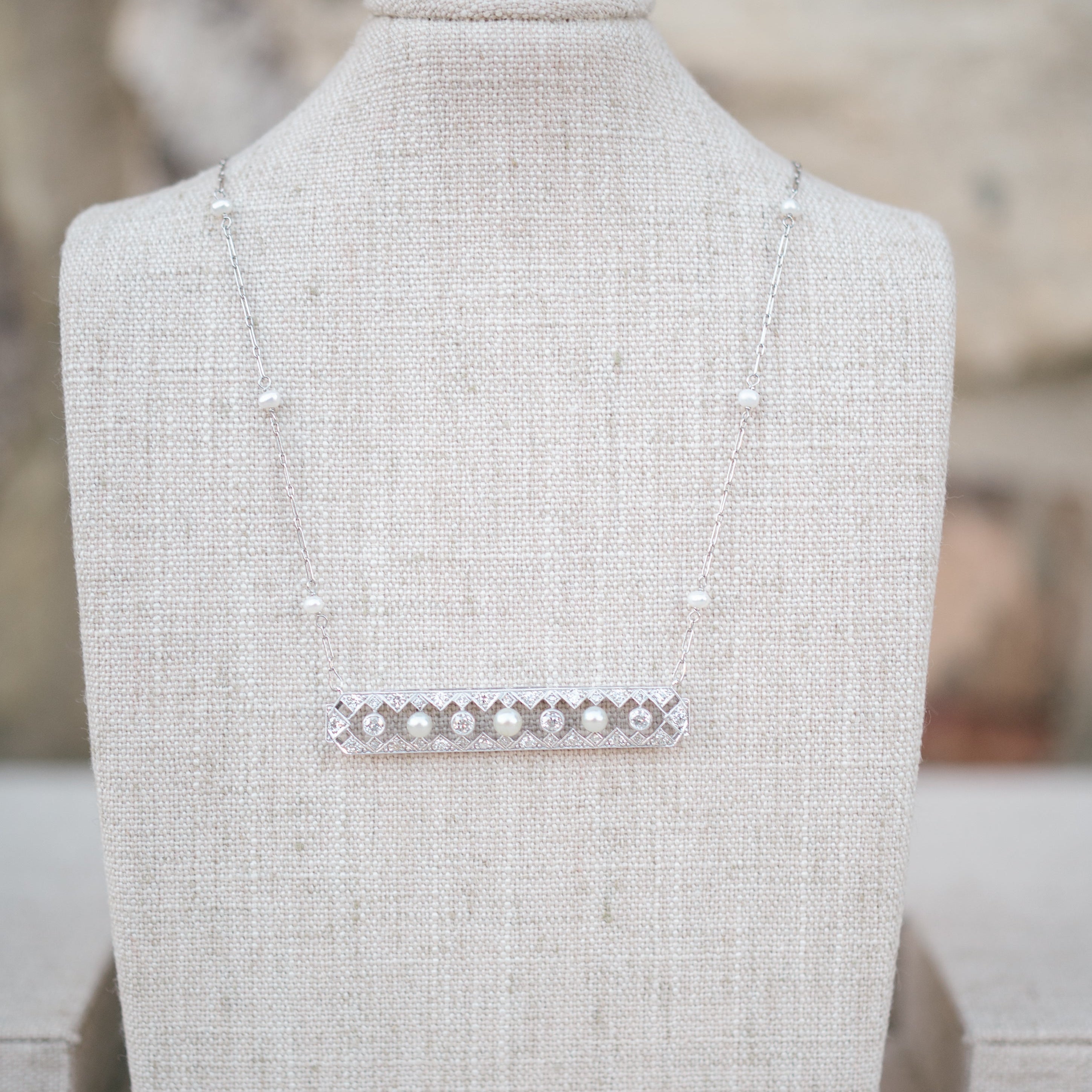 platinum diamond and pearl brooch