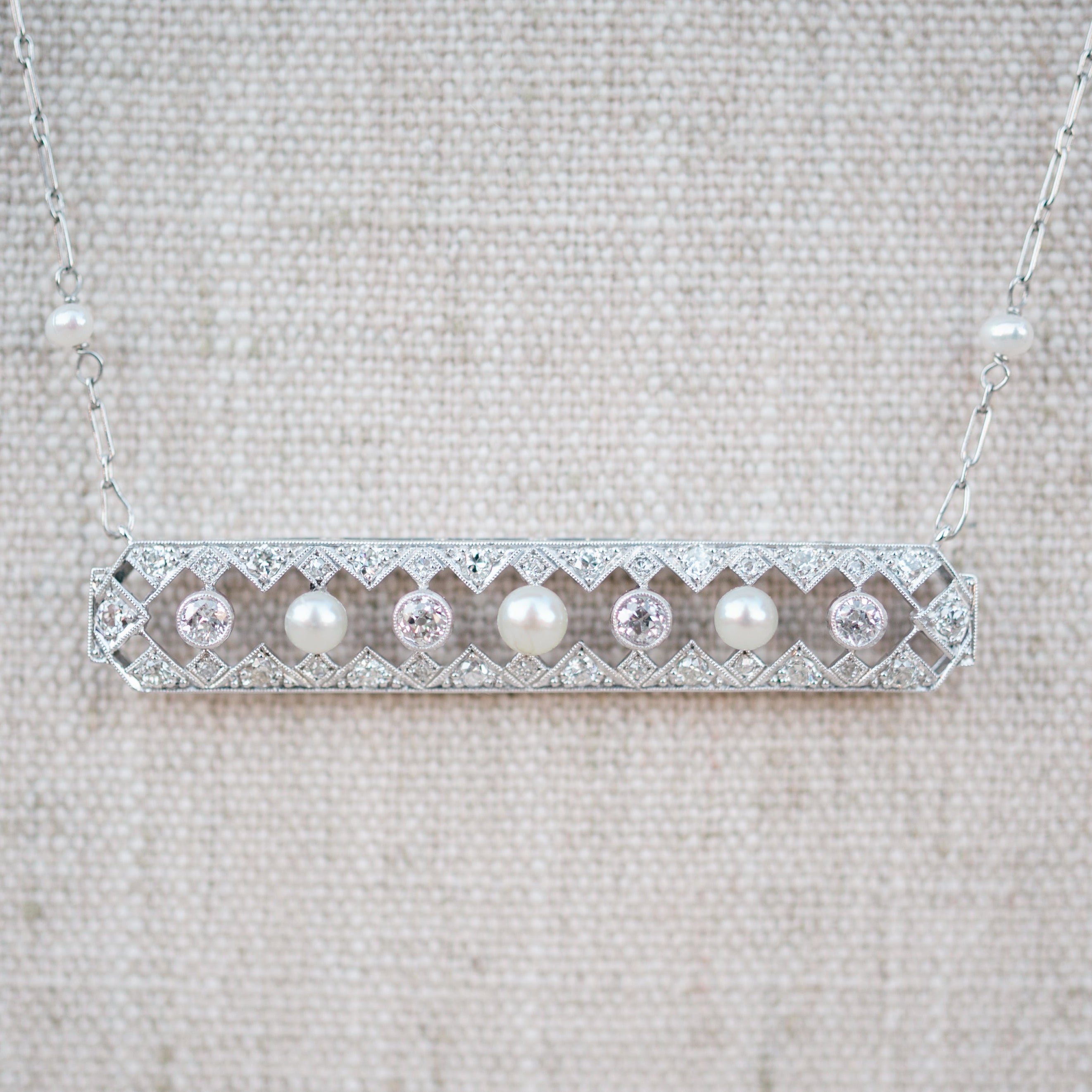 platinum diamond and pearl brooch