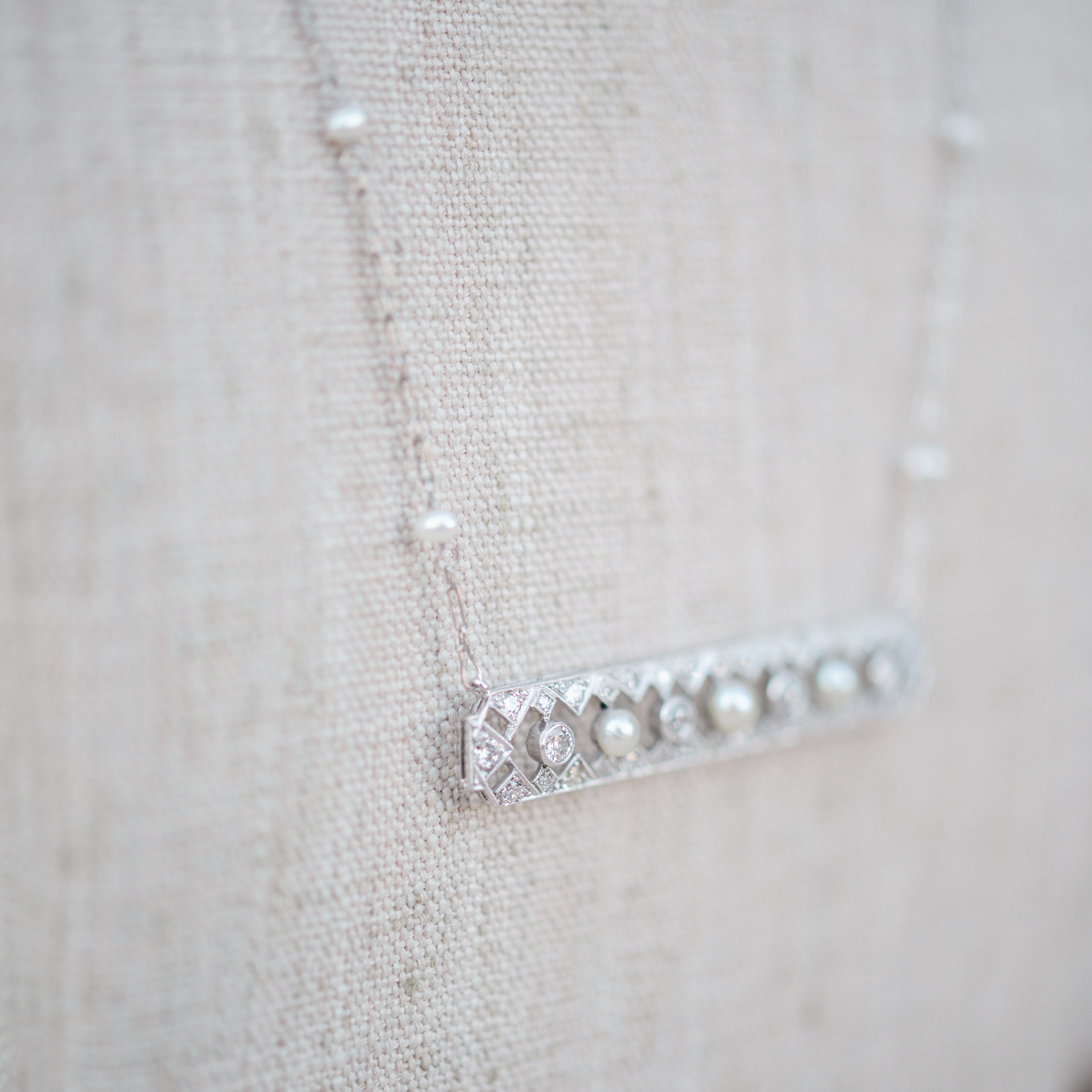 platinum diamond and pearl brooch