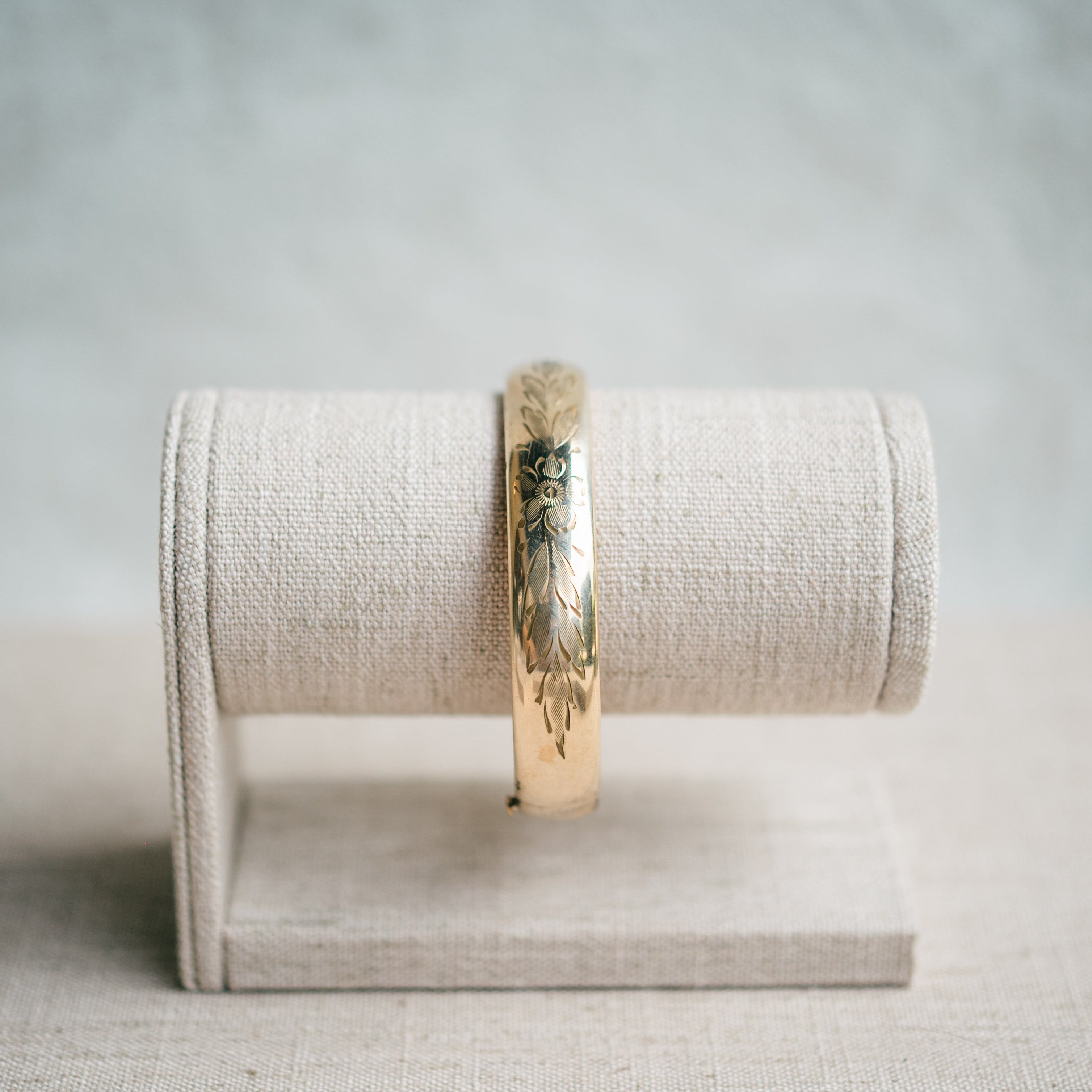 Victorian gold filled bangle flower engraving