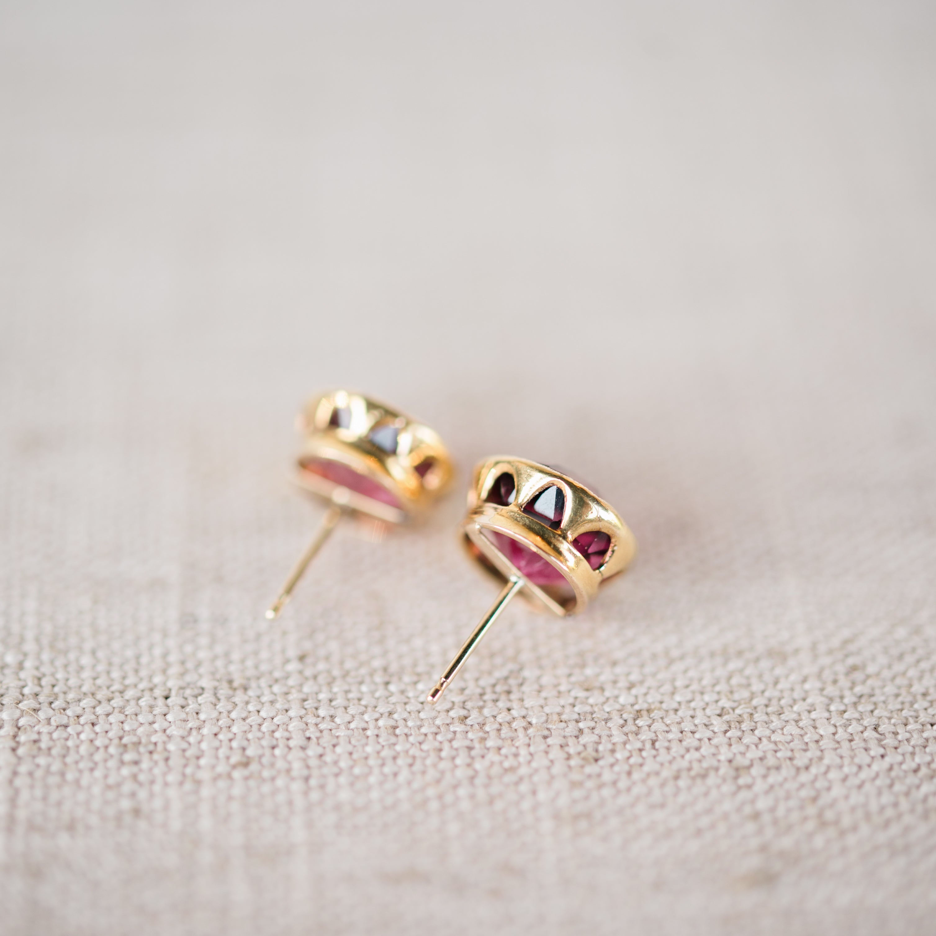 Pink Tourmaline Vintage Studs