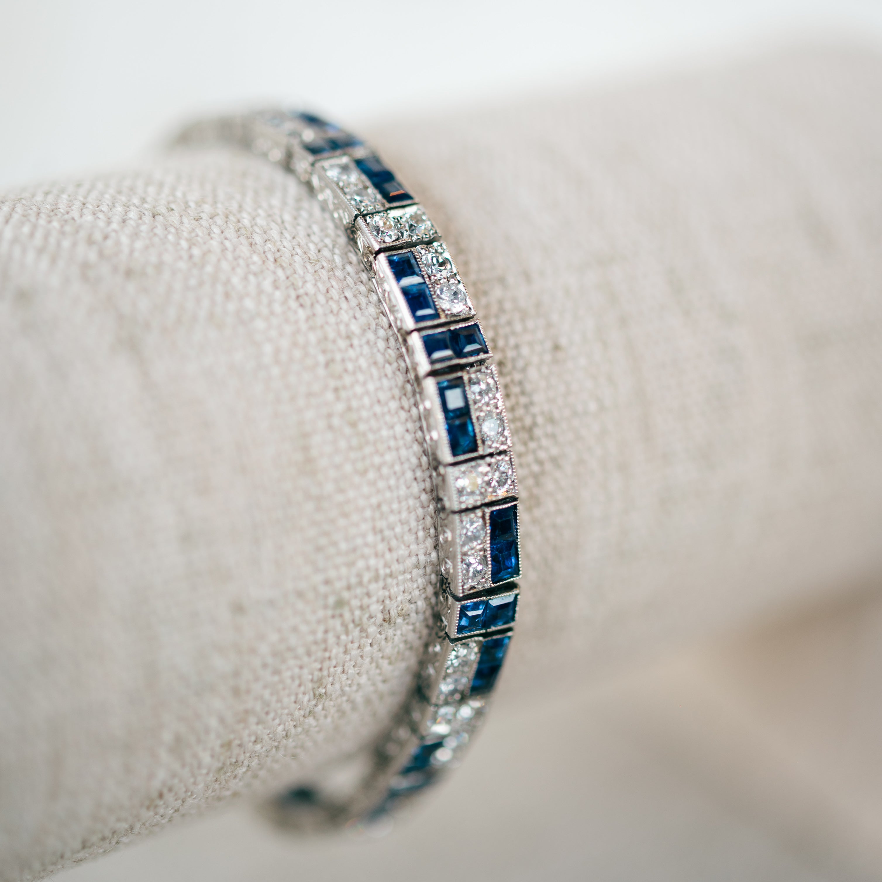 Antique Diamond and Sapphire Tennis Bracelet