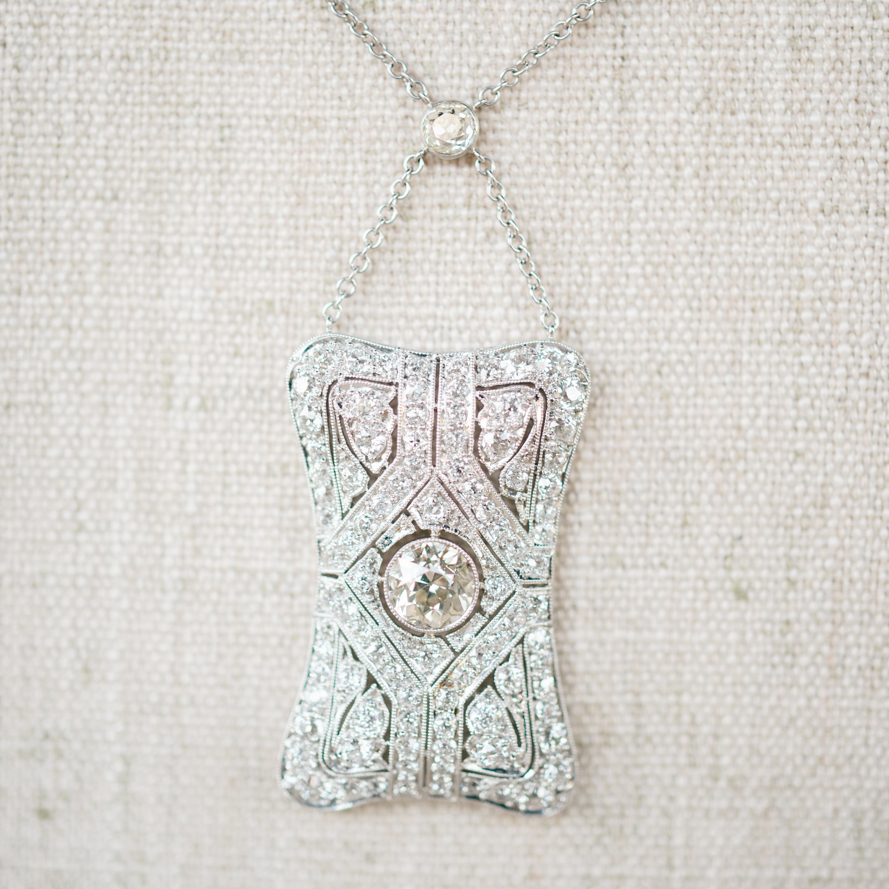 Art Deco antique platinum pendant