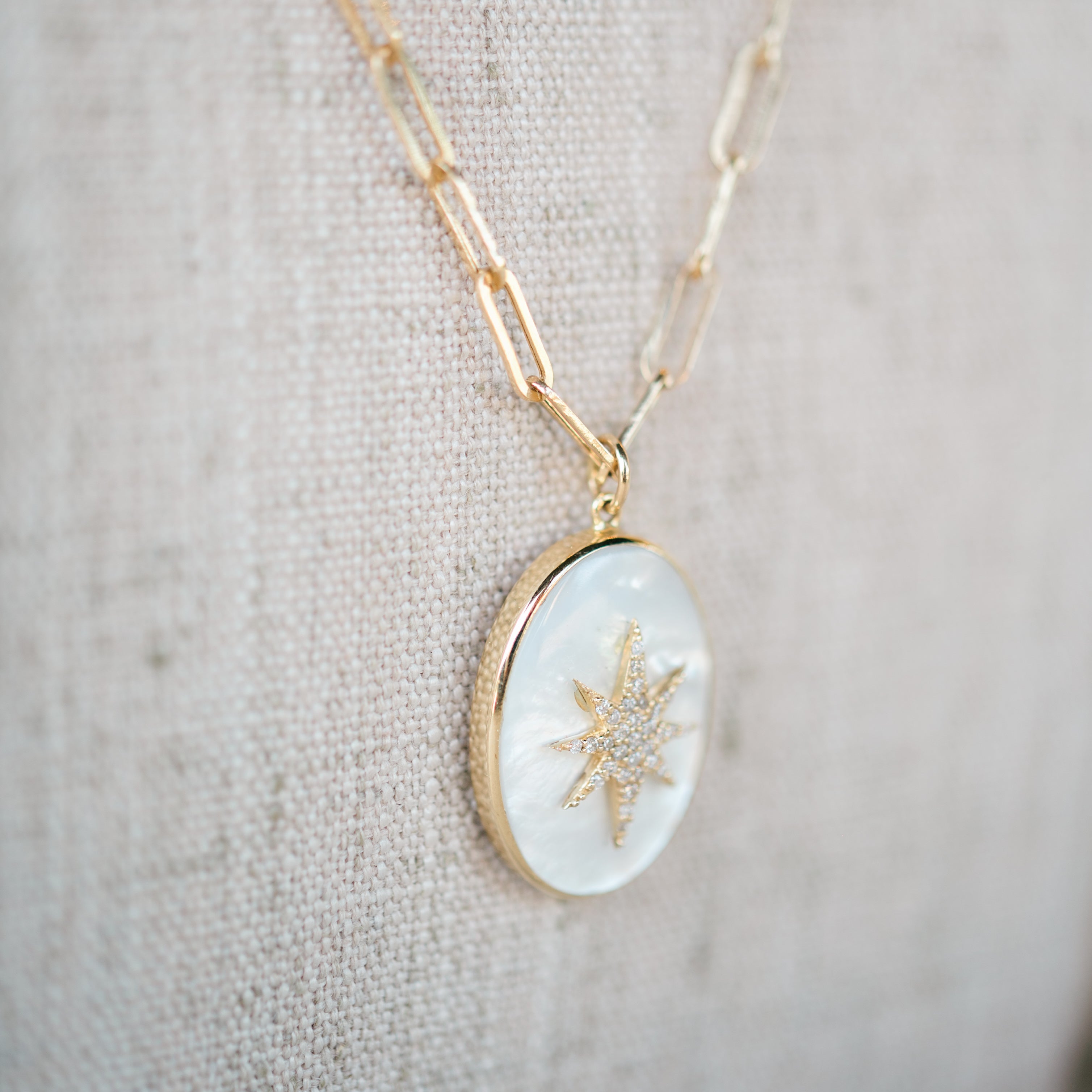 Mother of Pearl and Diamond Pendant