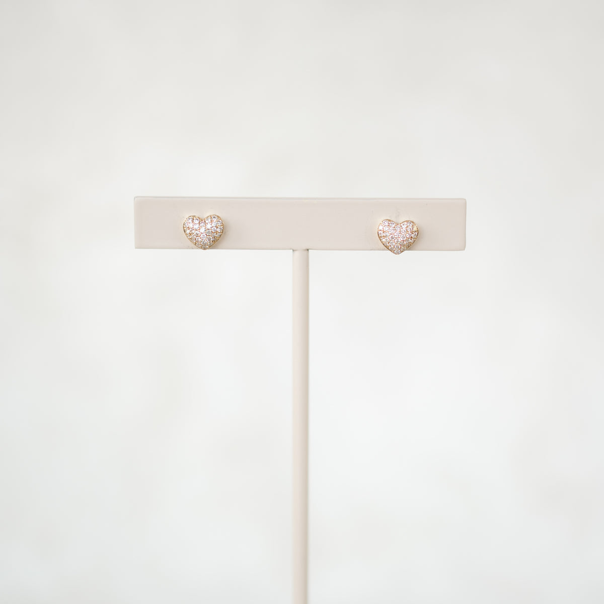 Yellow Gold Diamond Heart Studs