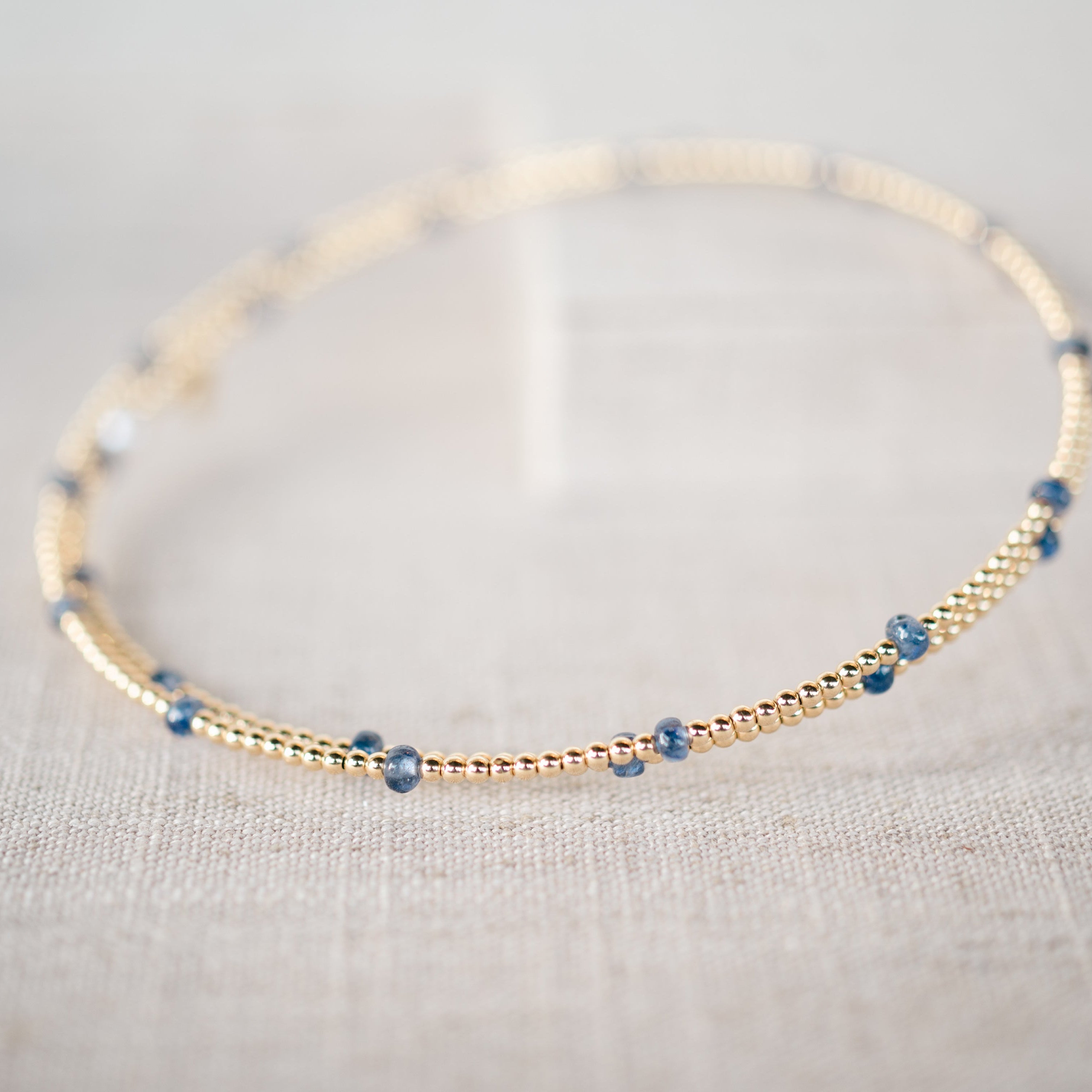 Yellow Gold Beaded Sapphire Choker