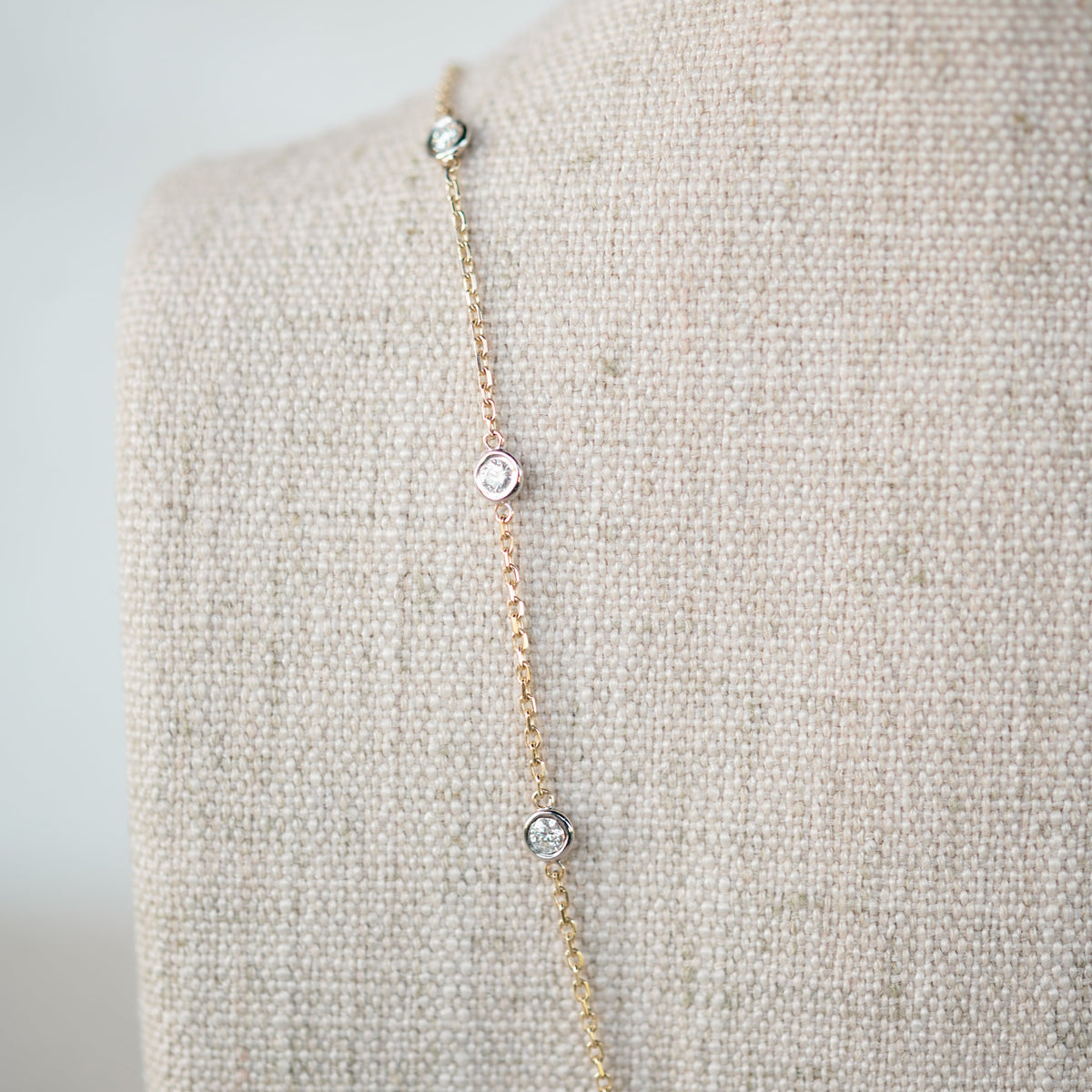 Mixed Metal Diamond Station Necklace