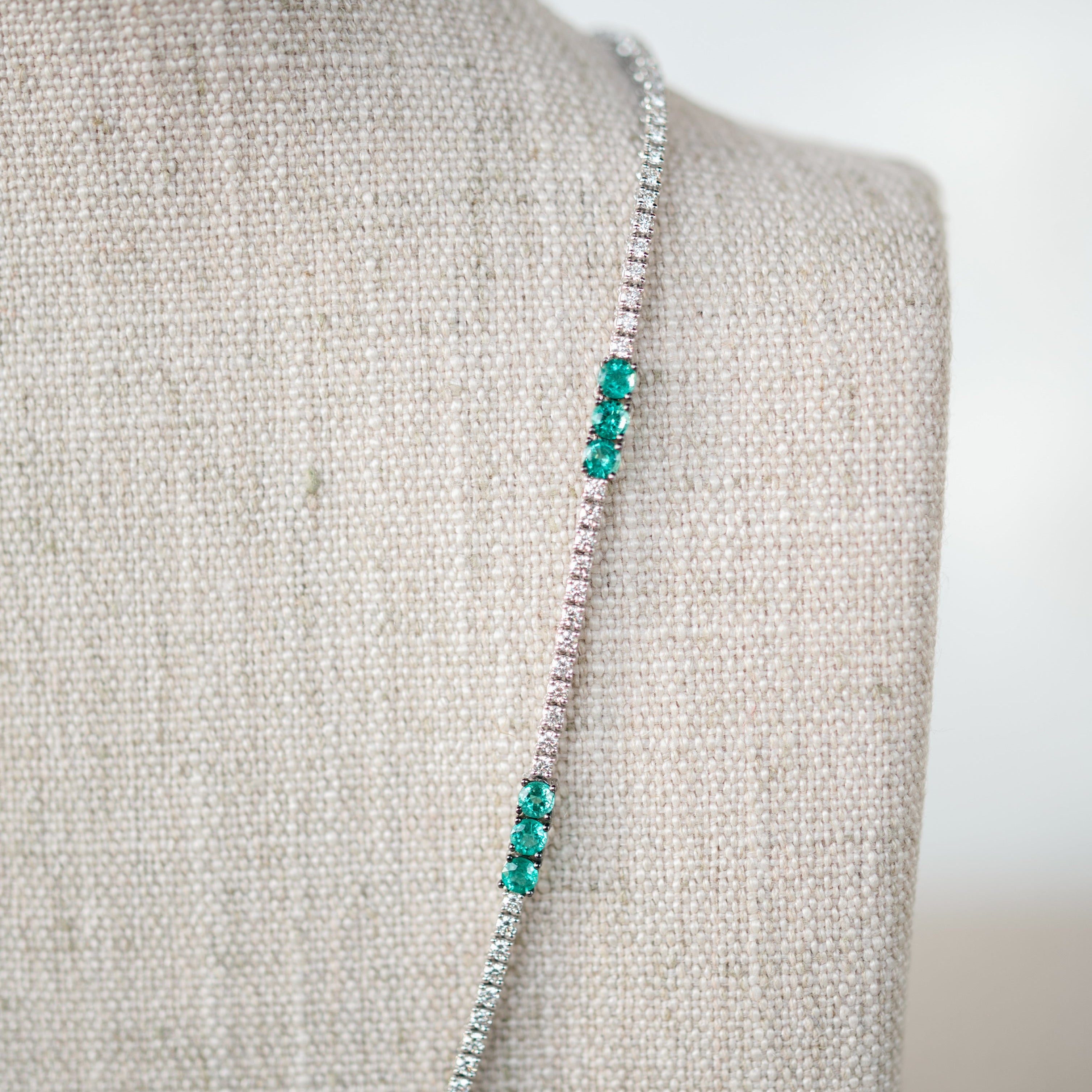 Diamond and Emerald Tennis Necklace