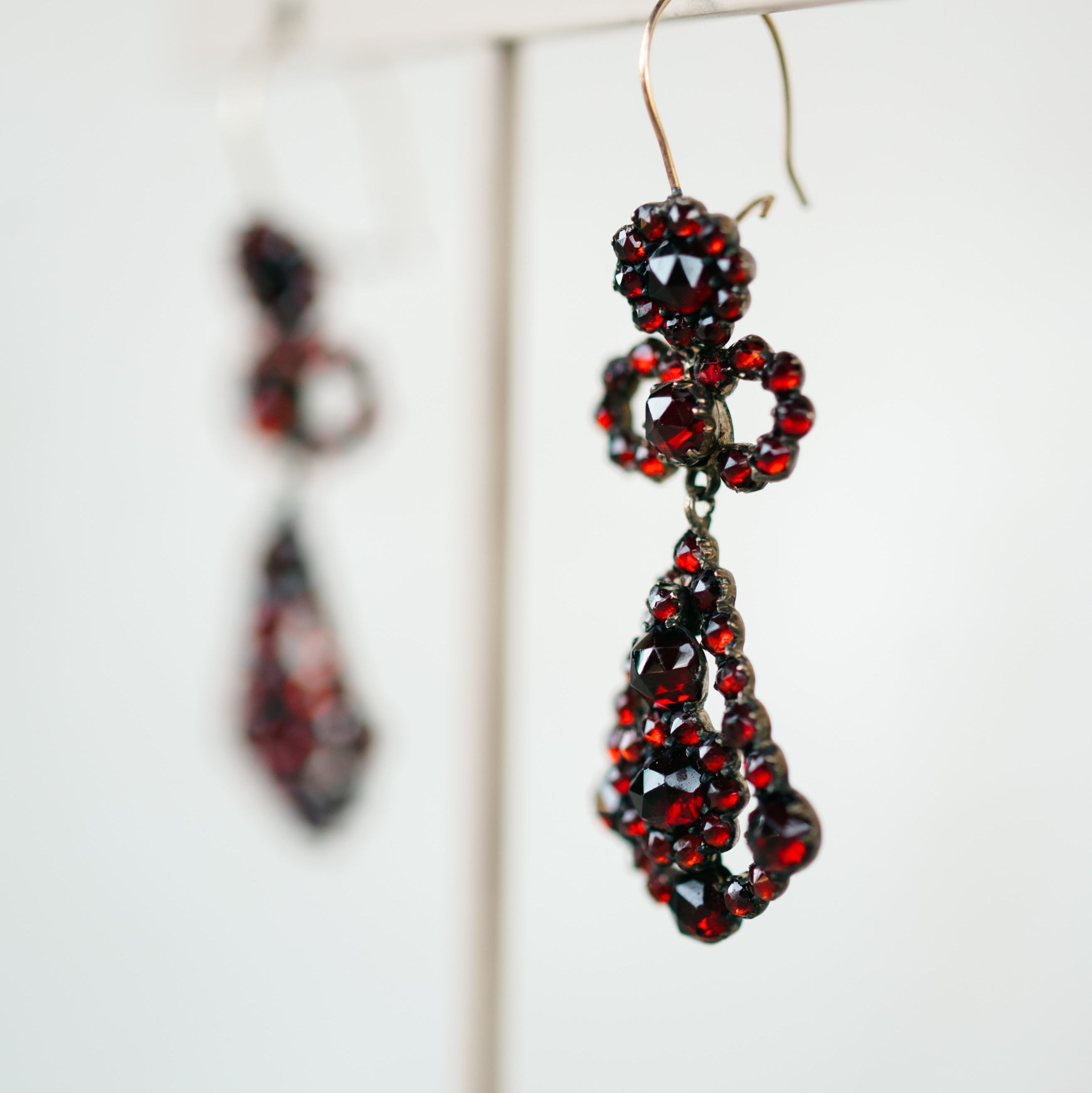 Bohemian Garnet Dangle Earrings