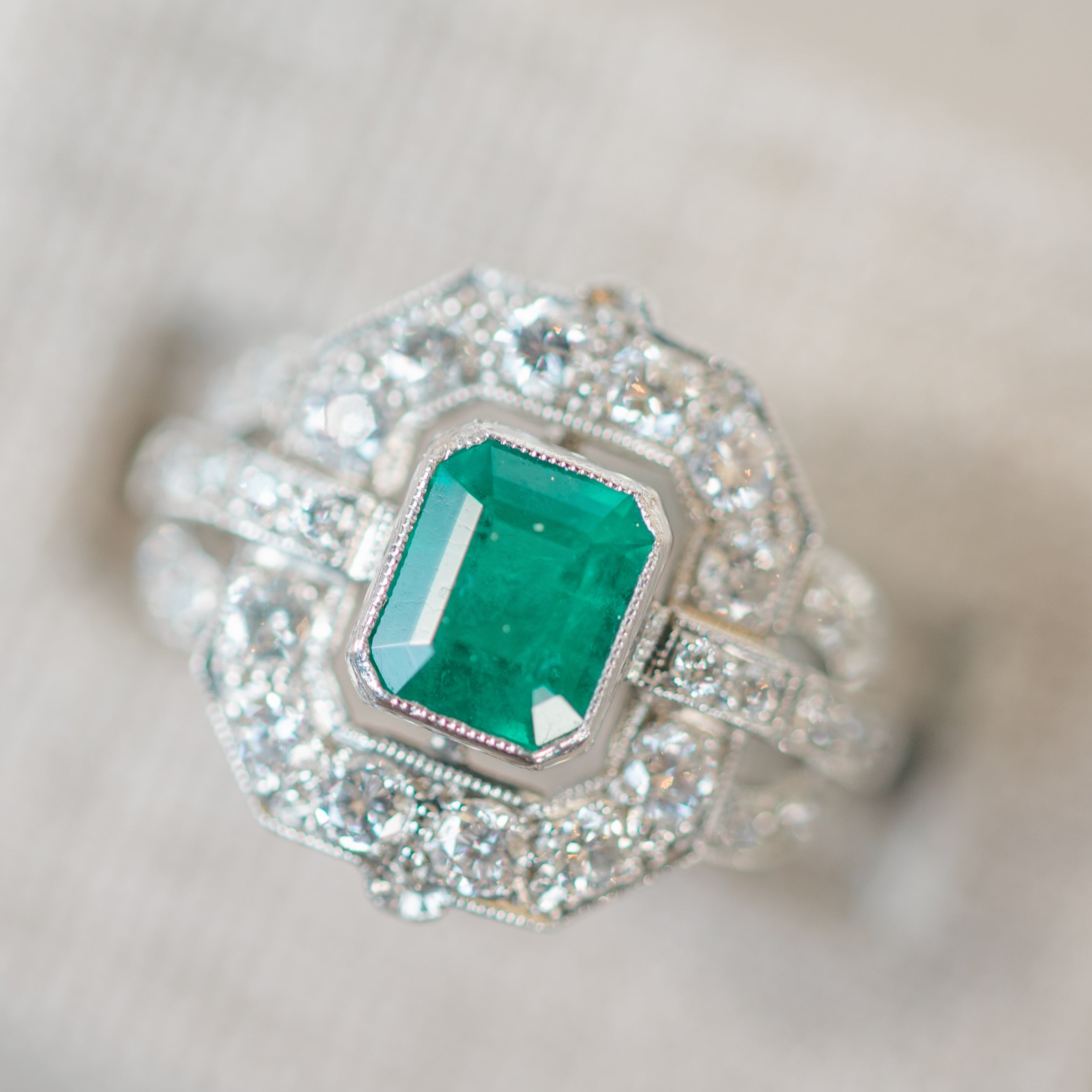 Emerald and Diamond Estate Ring
