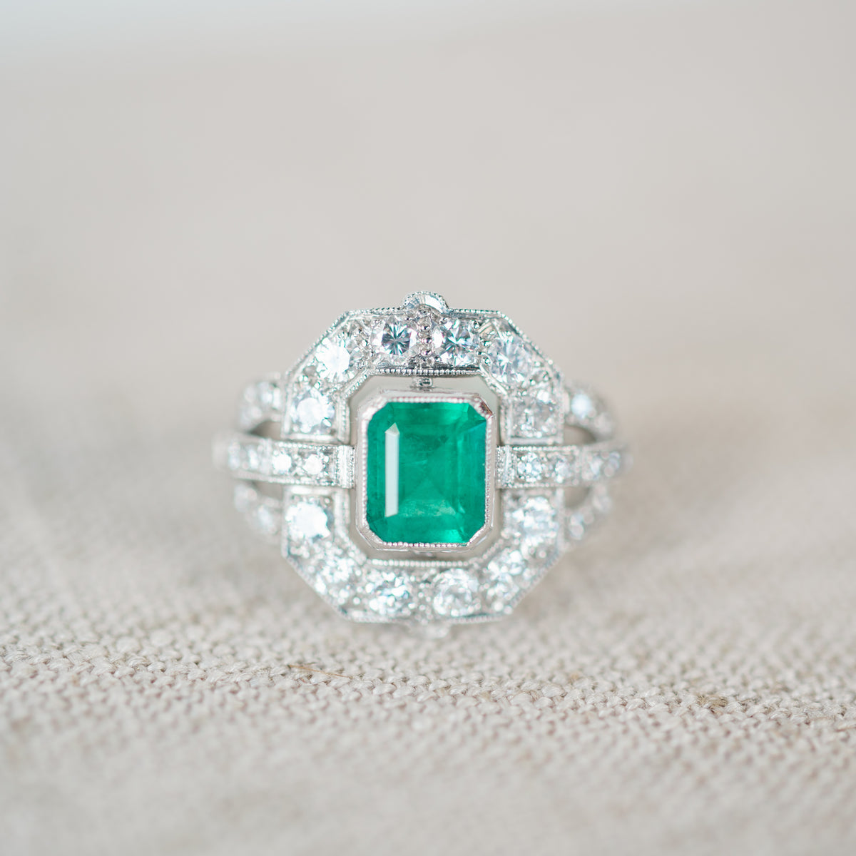 Emerald and Diamond Estate Ring