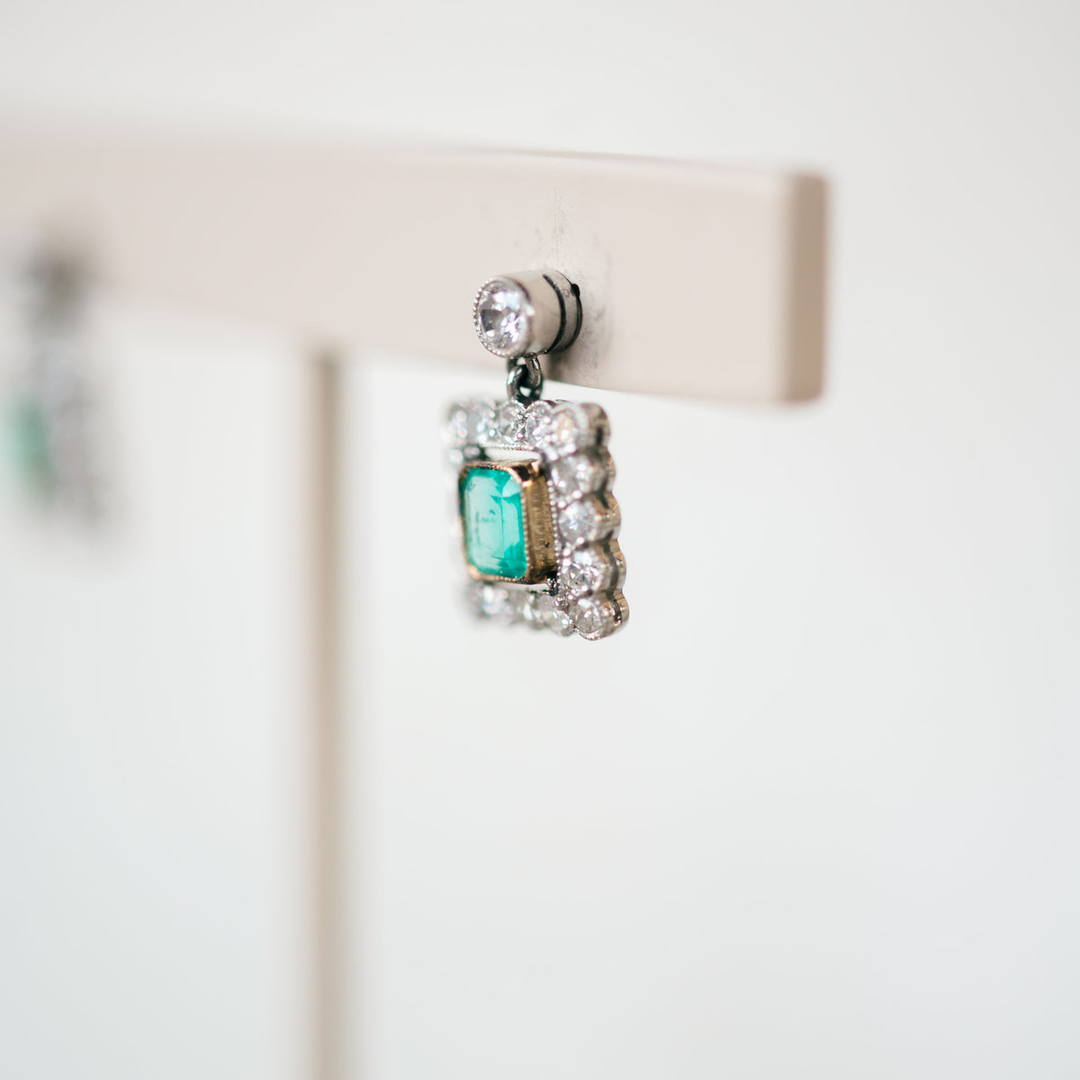 Diamond and Emerald Dangle Earrings