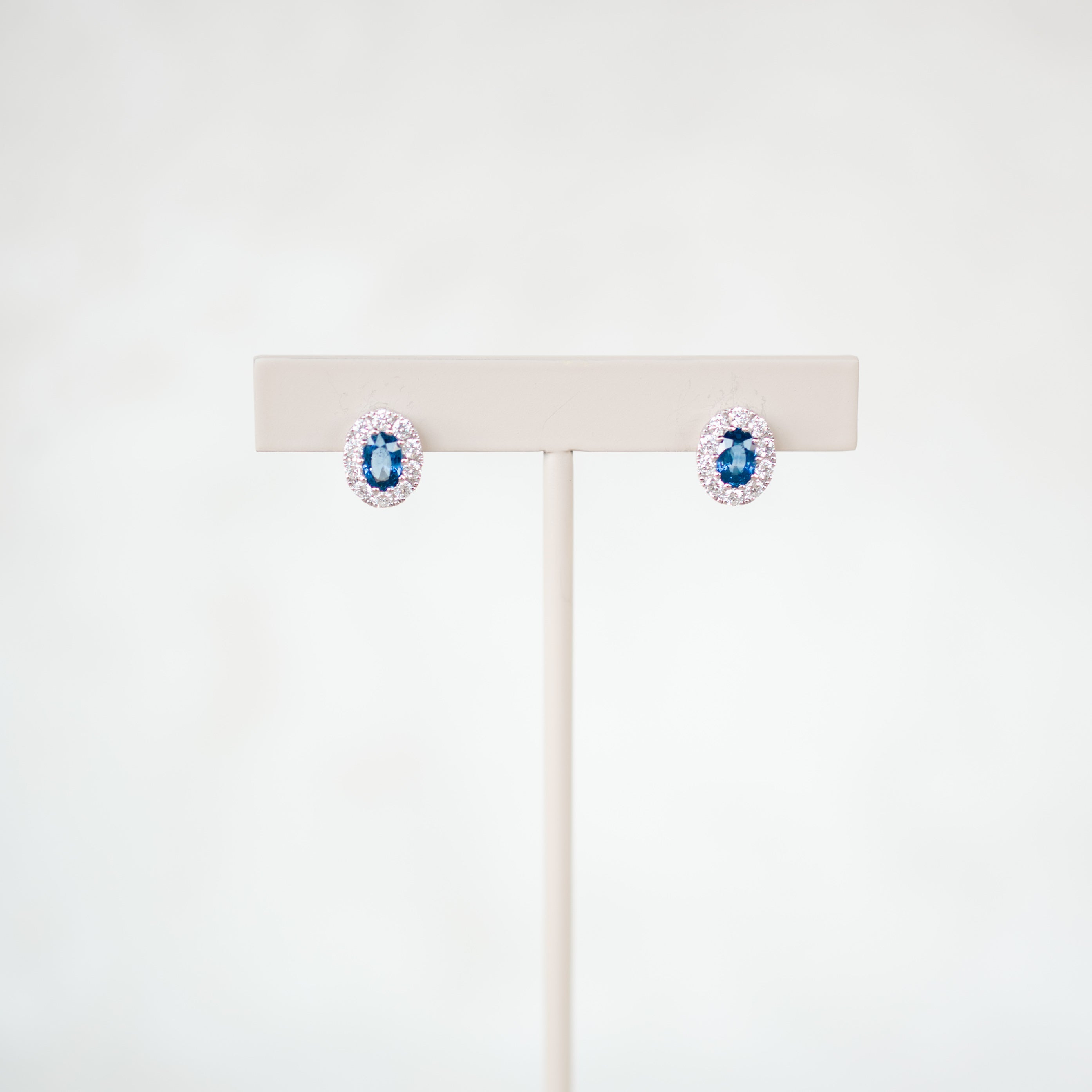 Sapphire and Diamond Halo Earrings