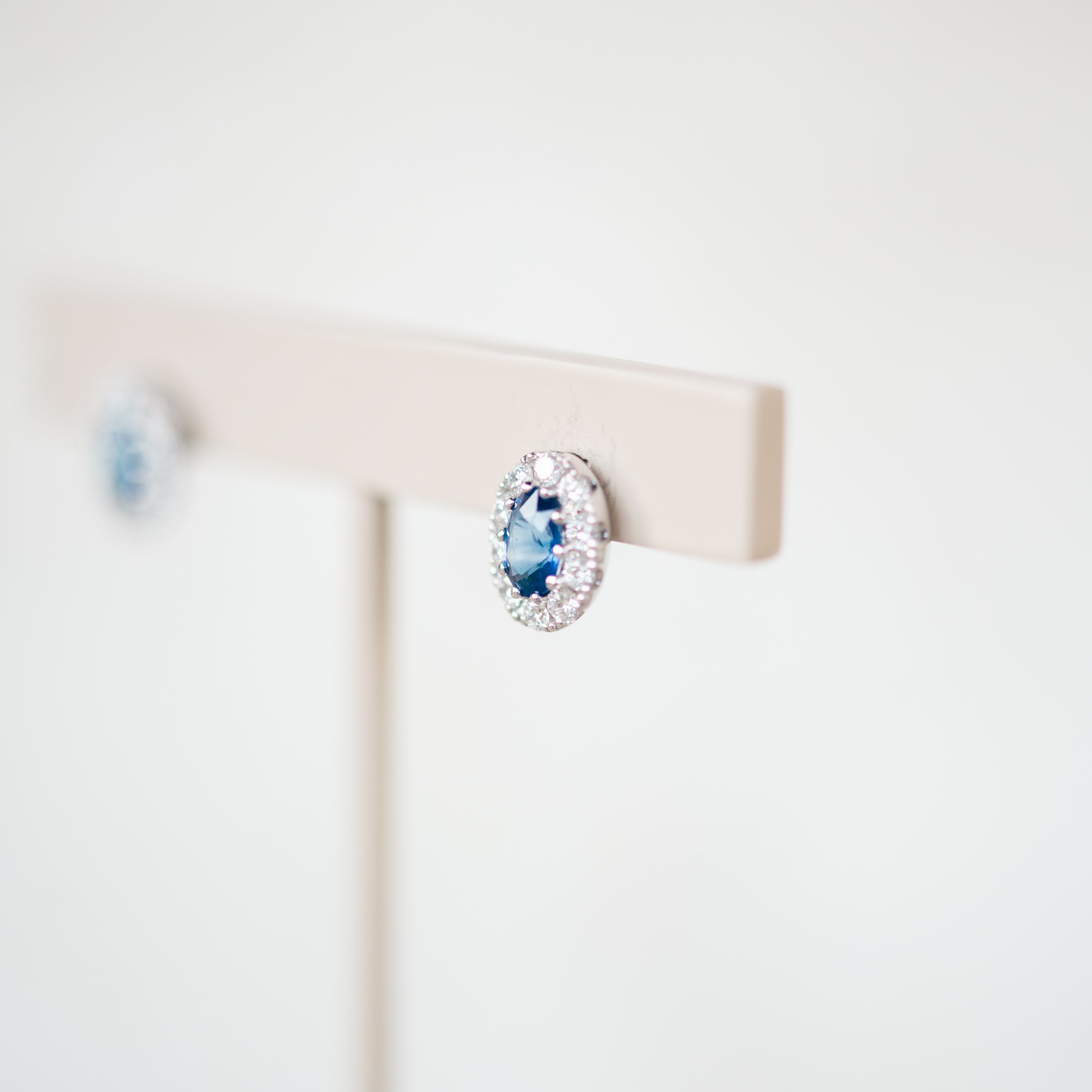 Sapphire and Diamond Halo Earrings