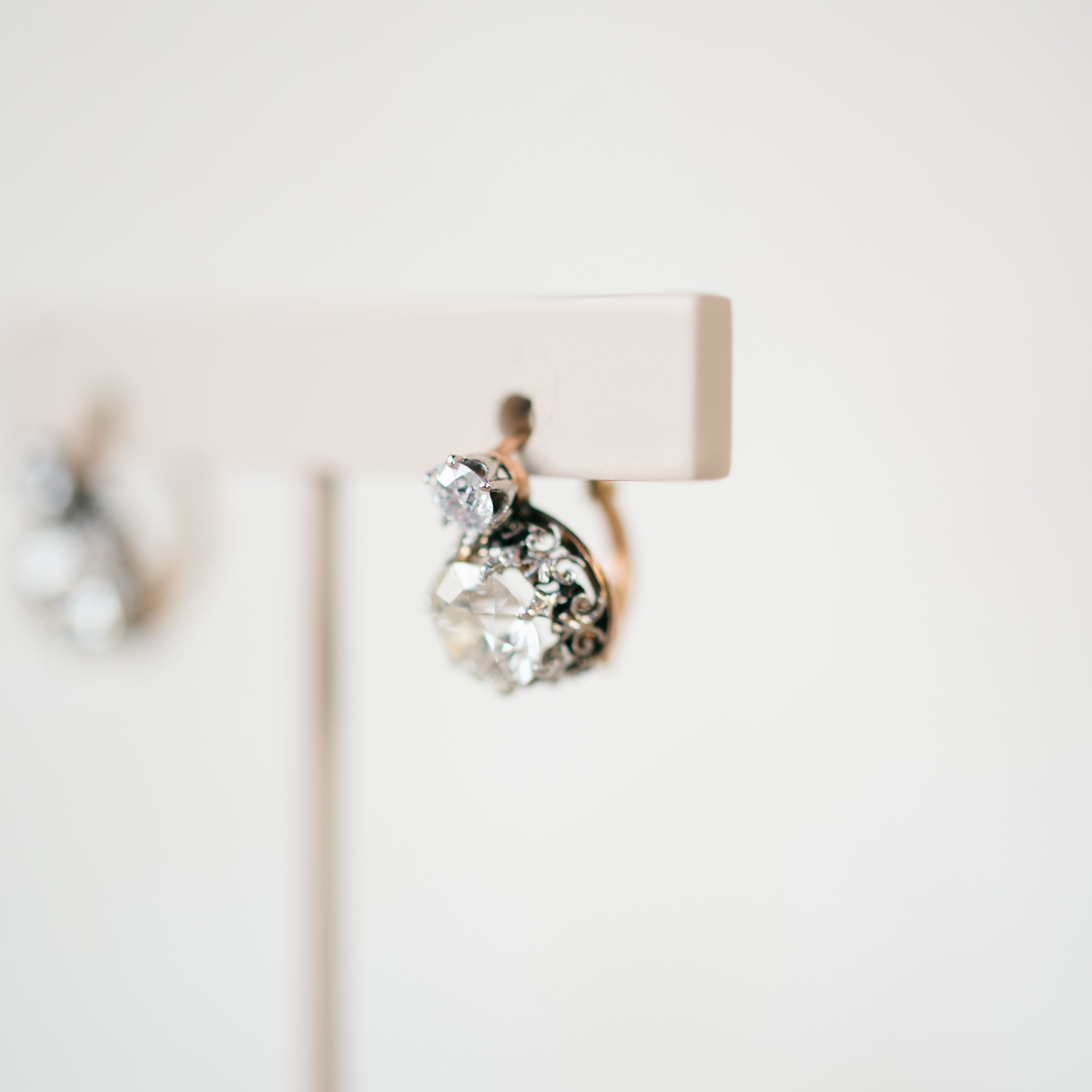 Antique diamond dormeuse earrings