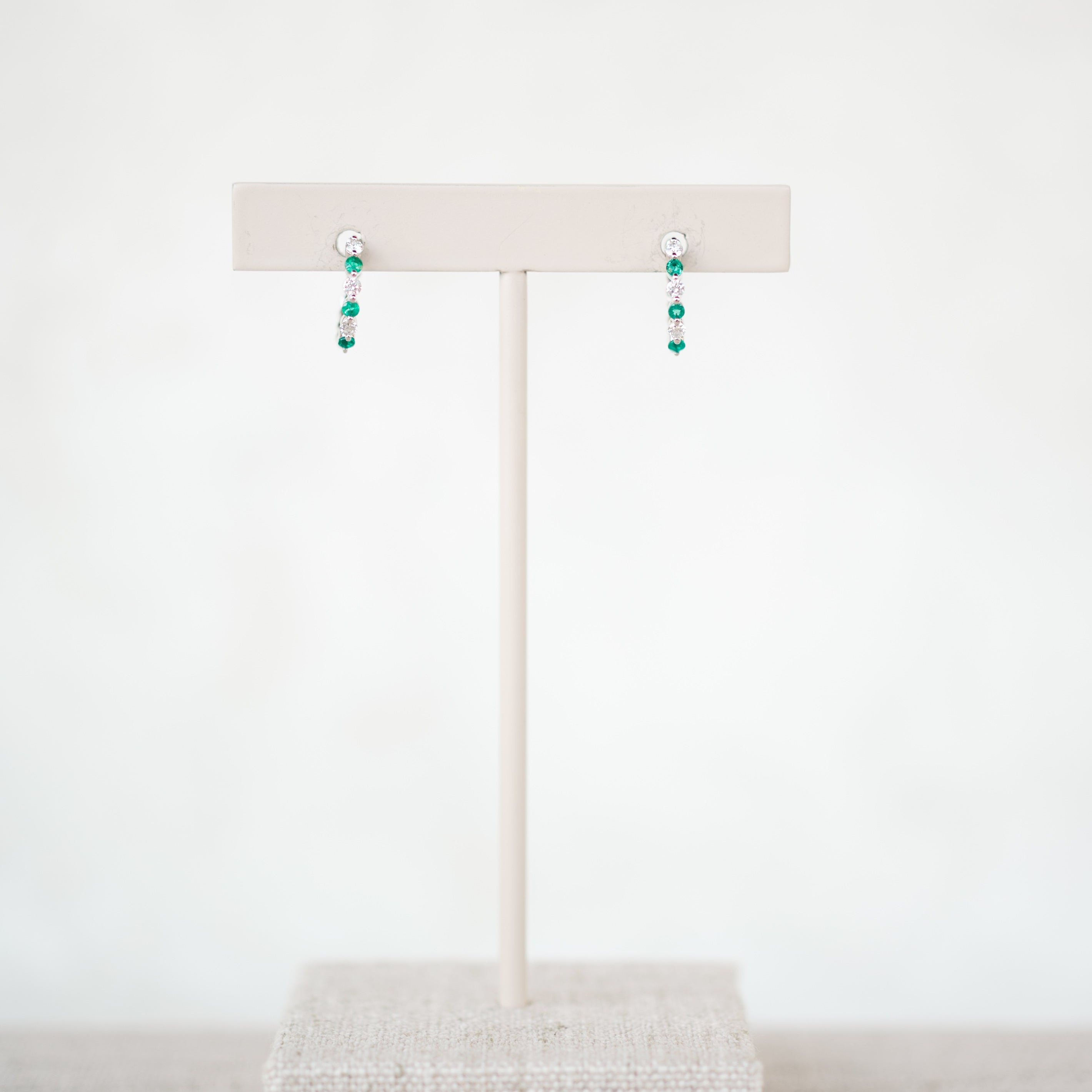 Petite Diamond and Emerald Huggies