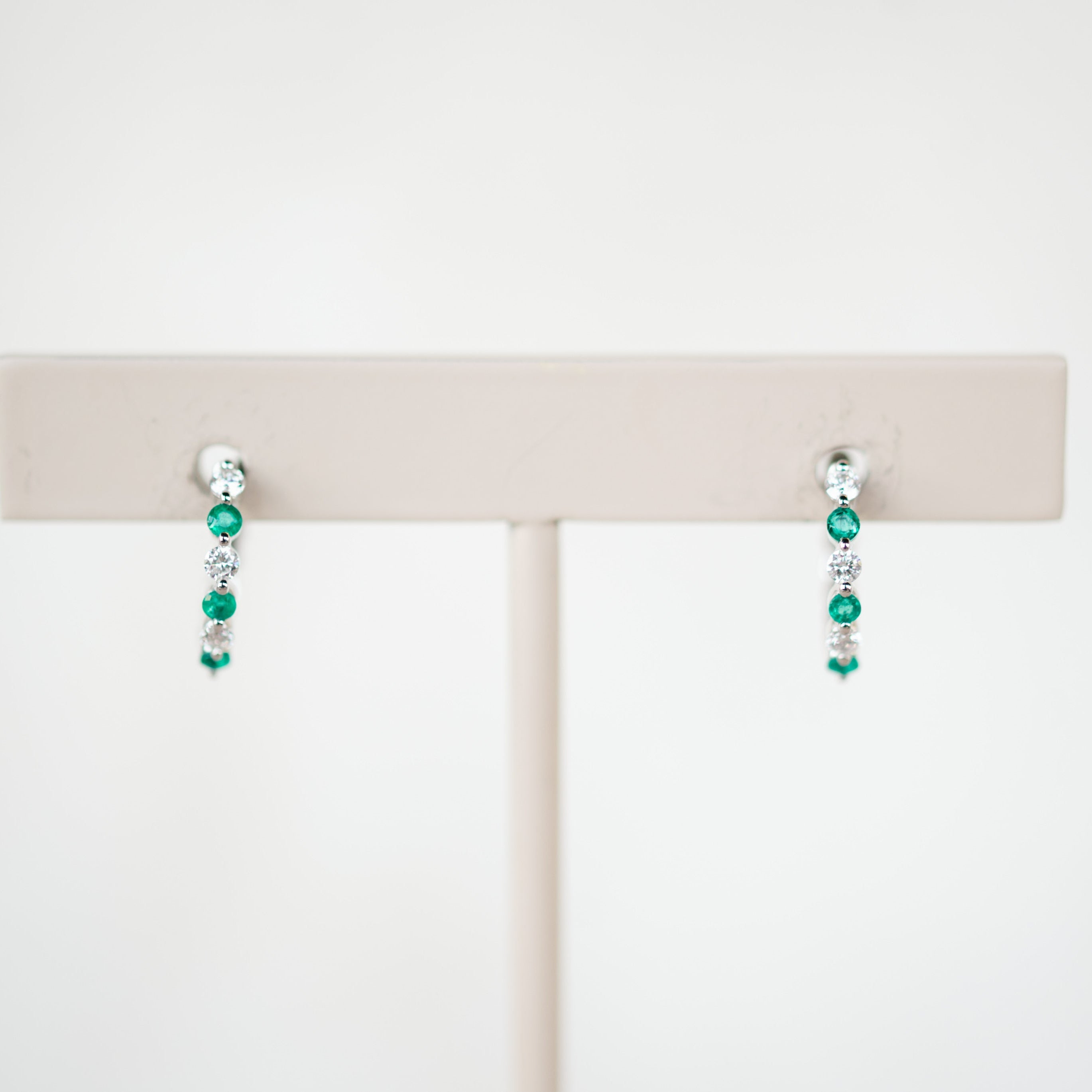 Petite Diamond and Emerald Huggies