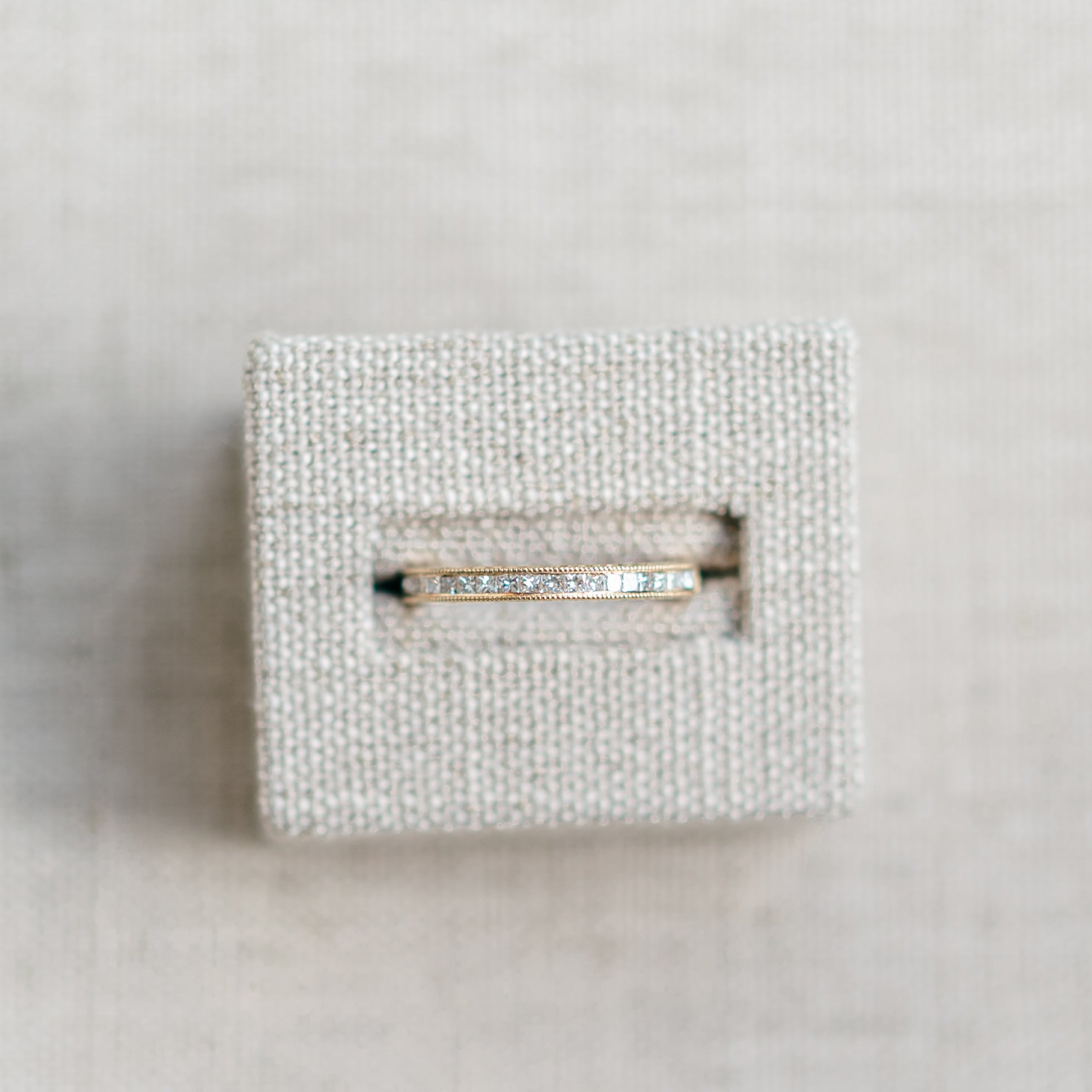 Princess Cut Half Eternity Band, yellow gold