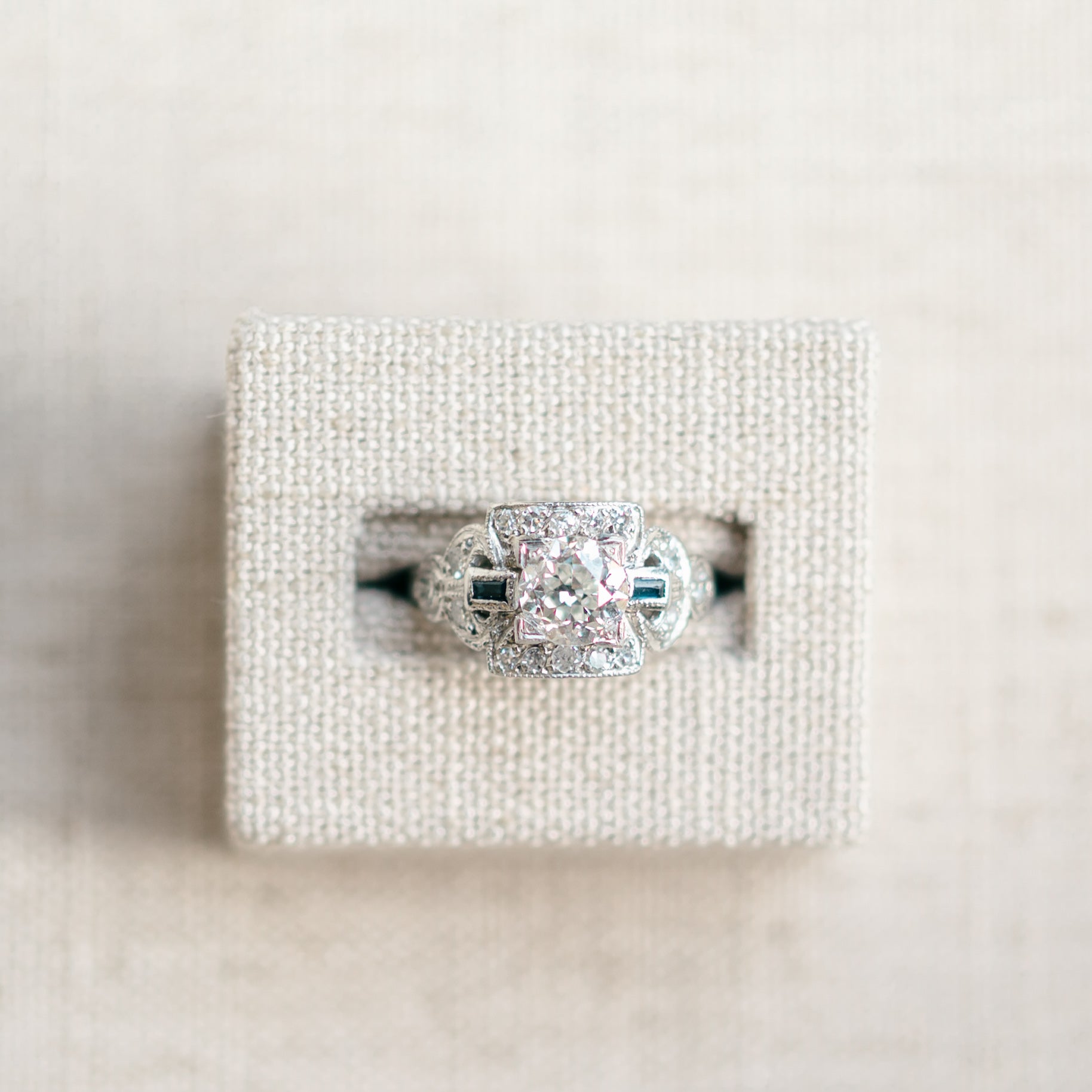 Art Deco Diamond and Sapphire Baguette Ring