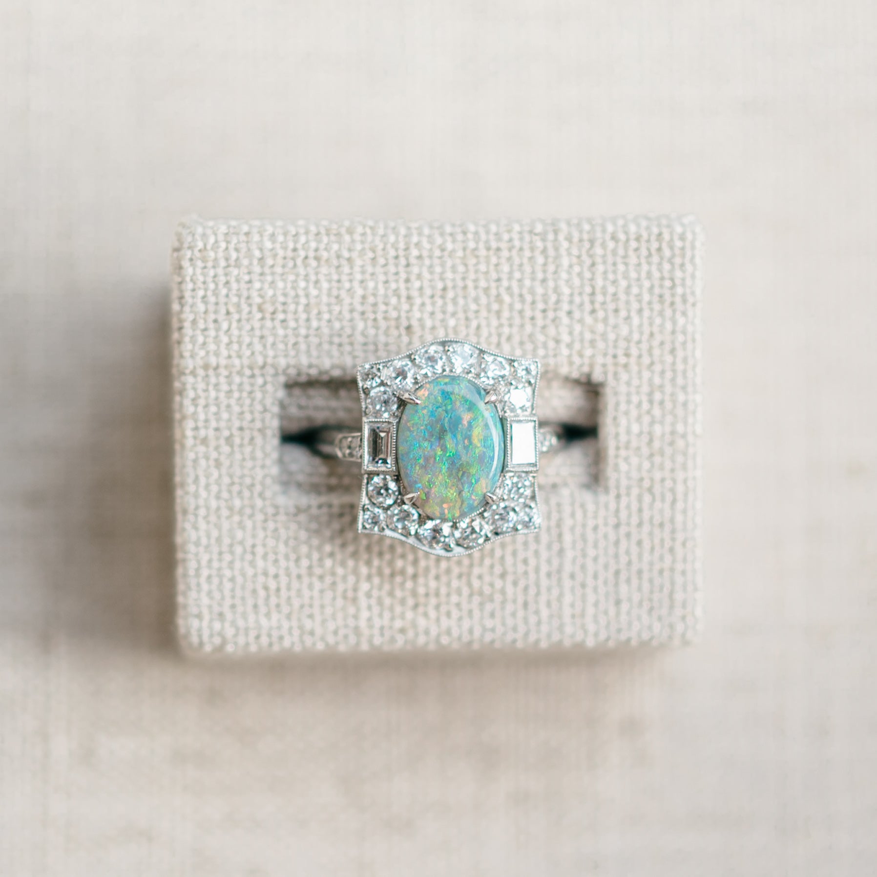 Black Opal and Diamond Ring